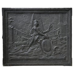 Antique cast iron fireback with Metz city coat of arms
