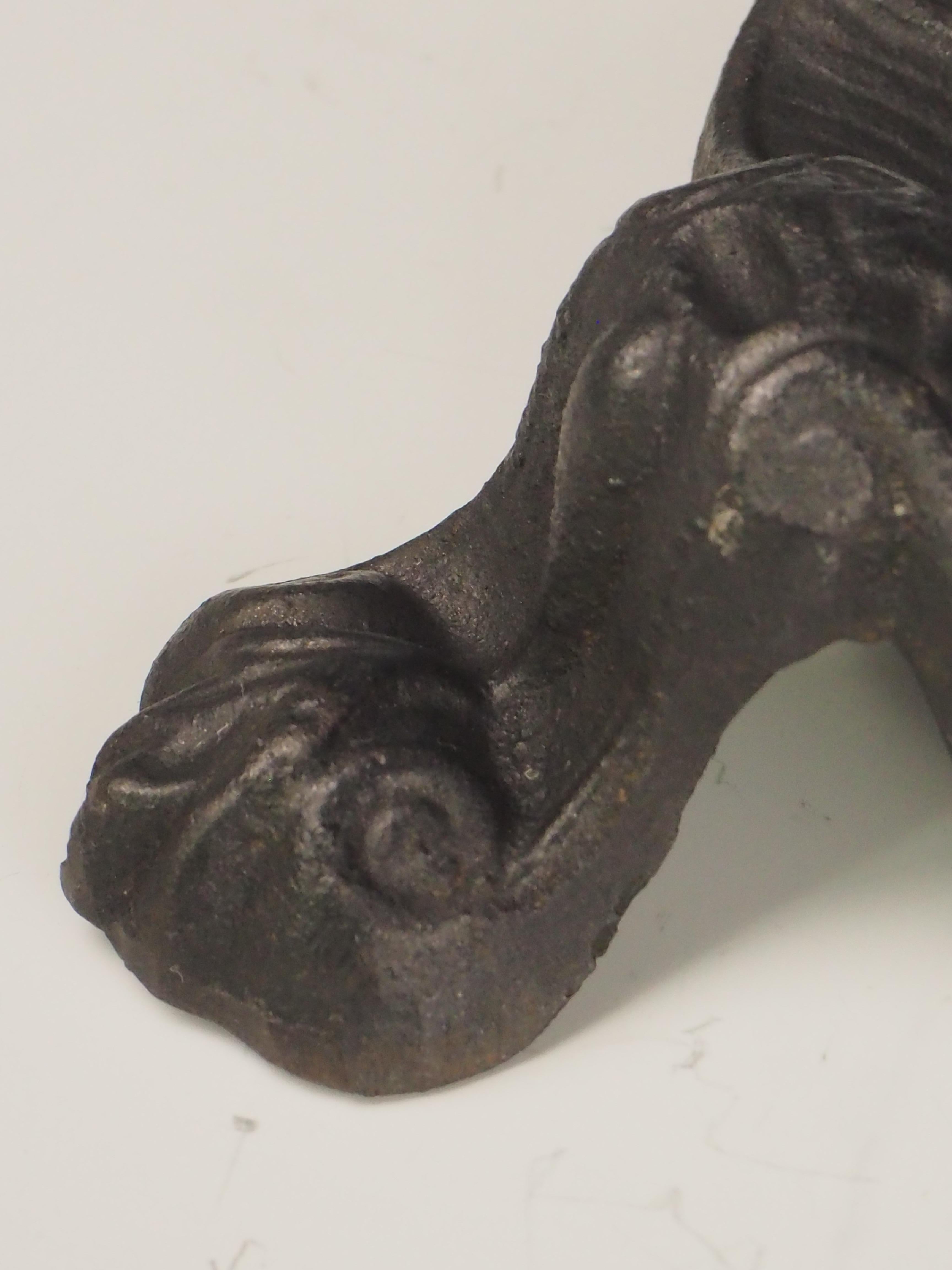Antique Cast Iron Fireside Tool Stand  Cherub Design For Sale 14