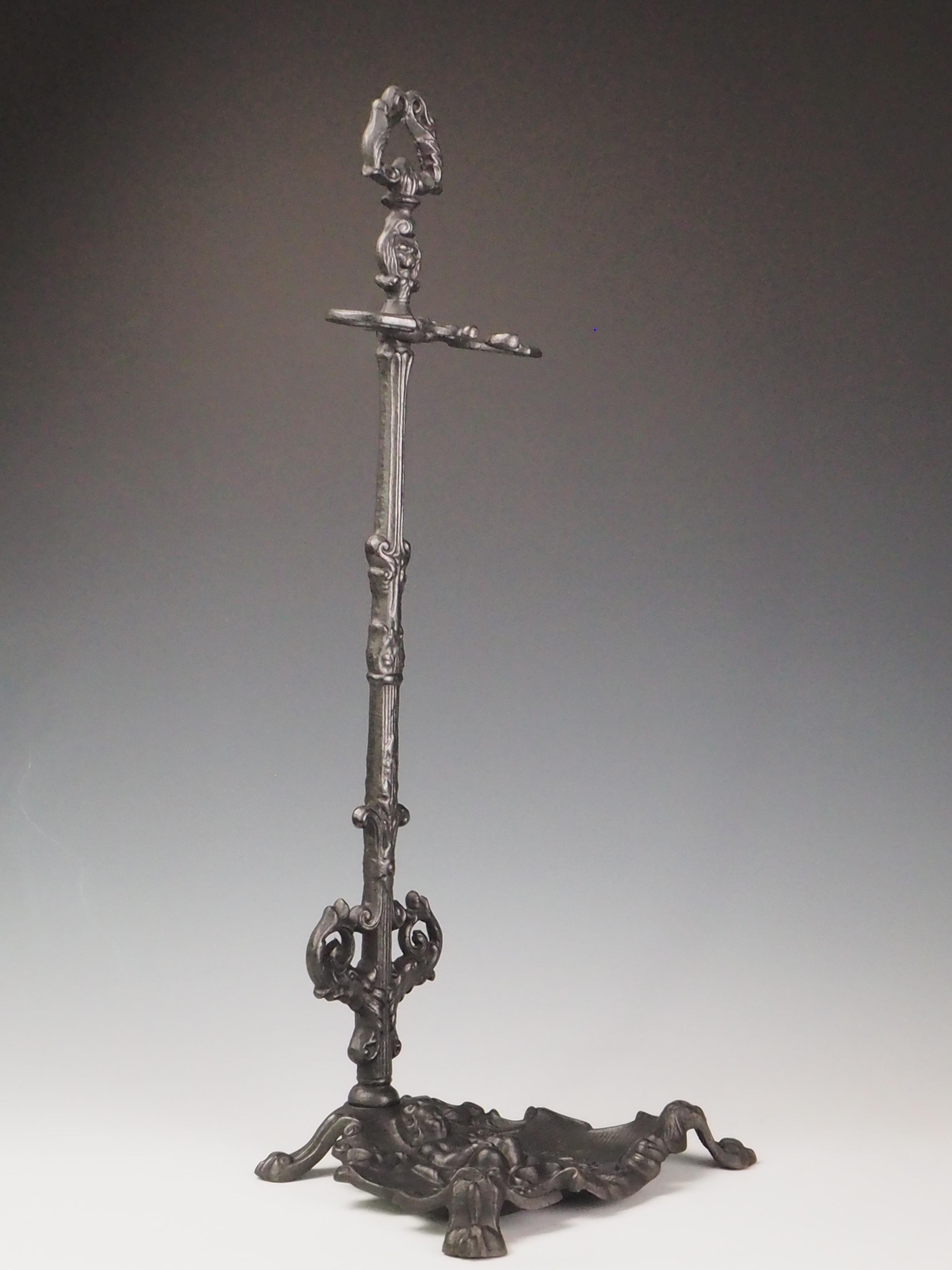 19th Century Antique Cast Iron Fireside Tool Stand  Cherub Design For Sale