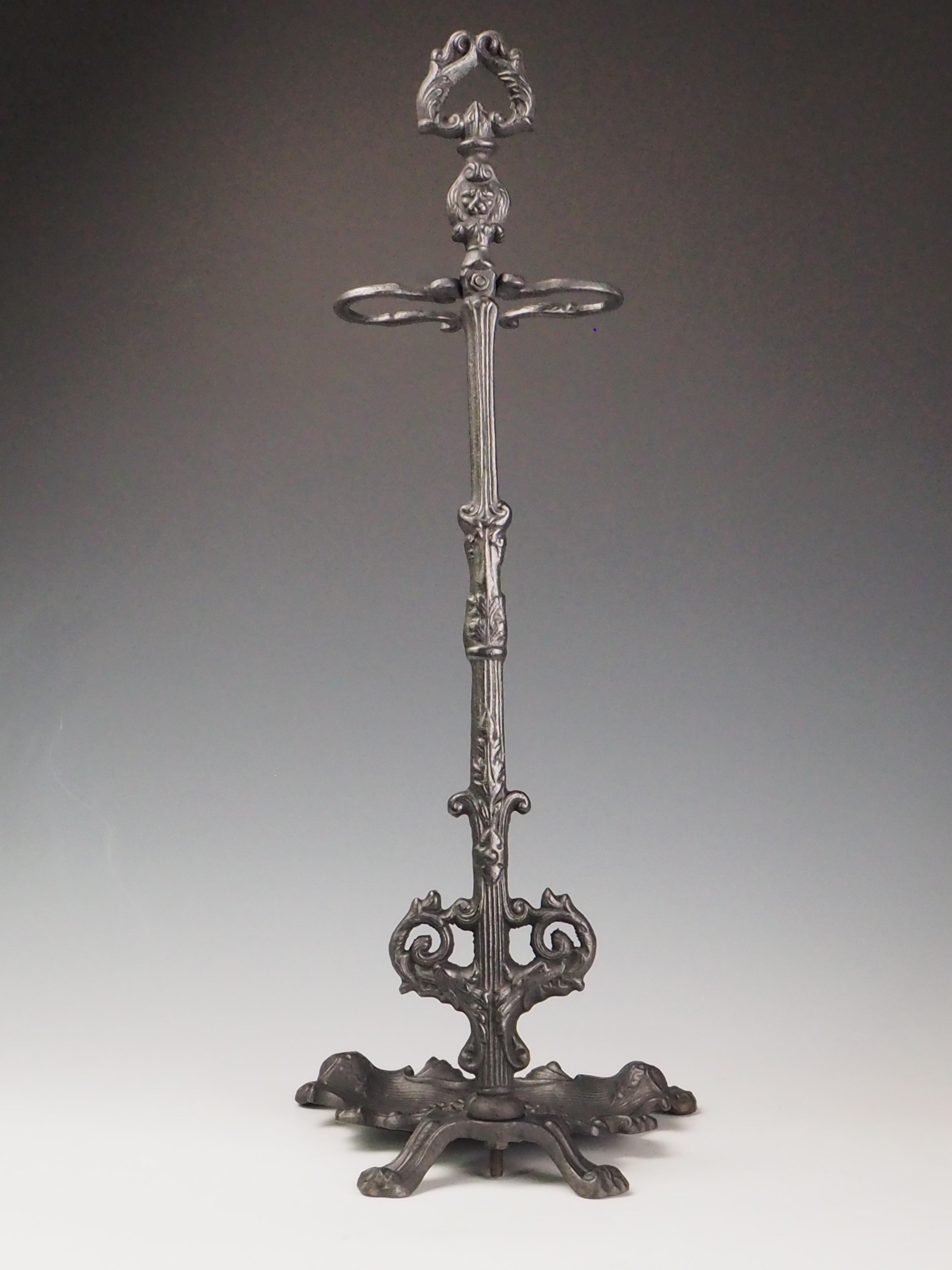 Antique Cast Iron Fireside Tool Stand  Cherub Design For Sale 2