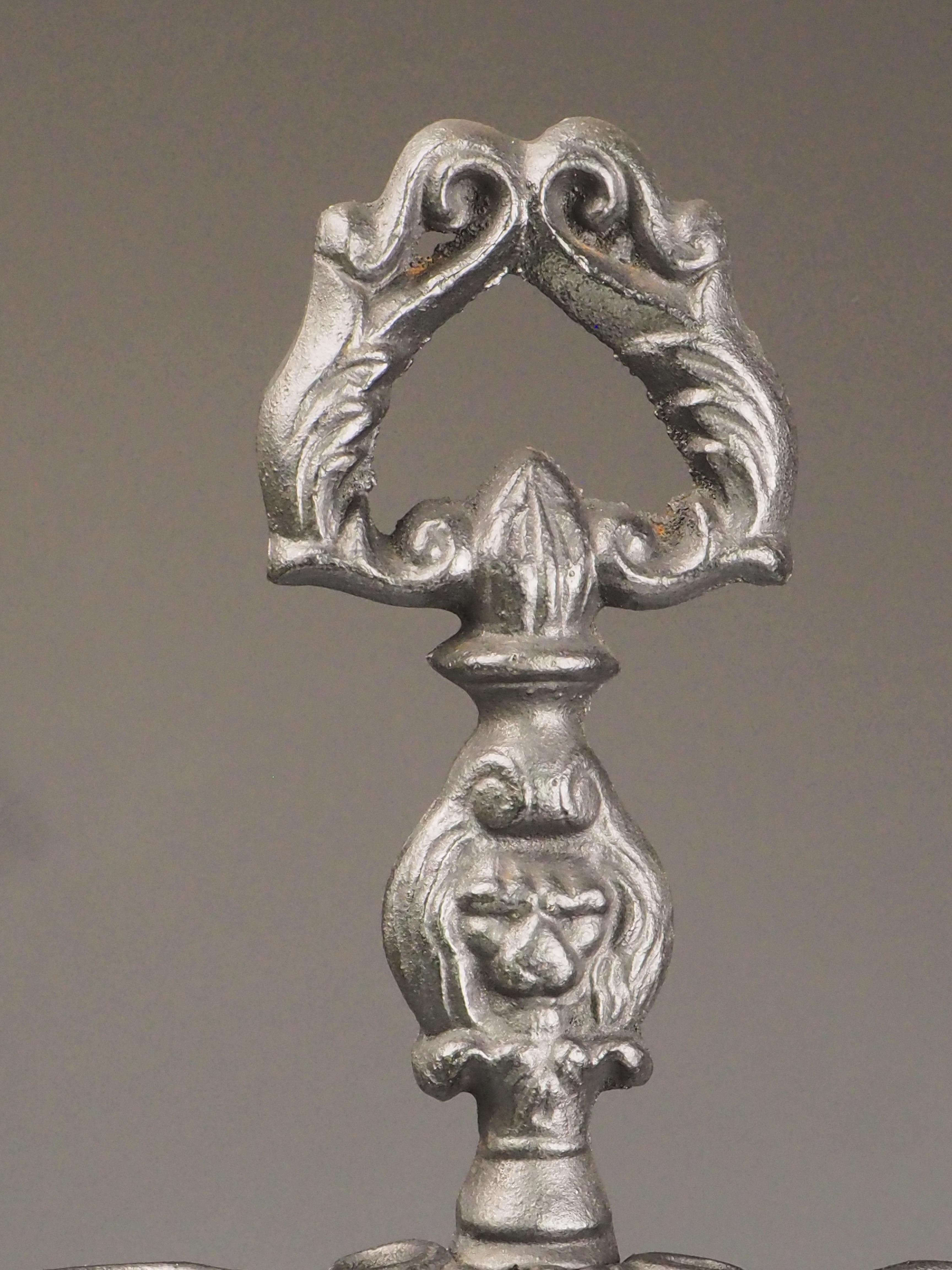 Antique Cast Iron Fireside Tool Stand  Cherub Design For Sale 4