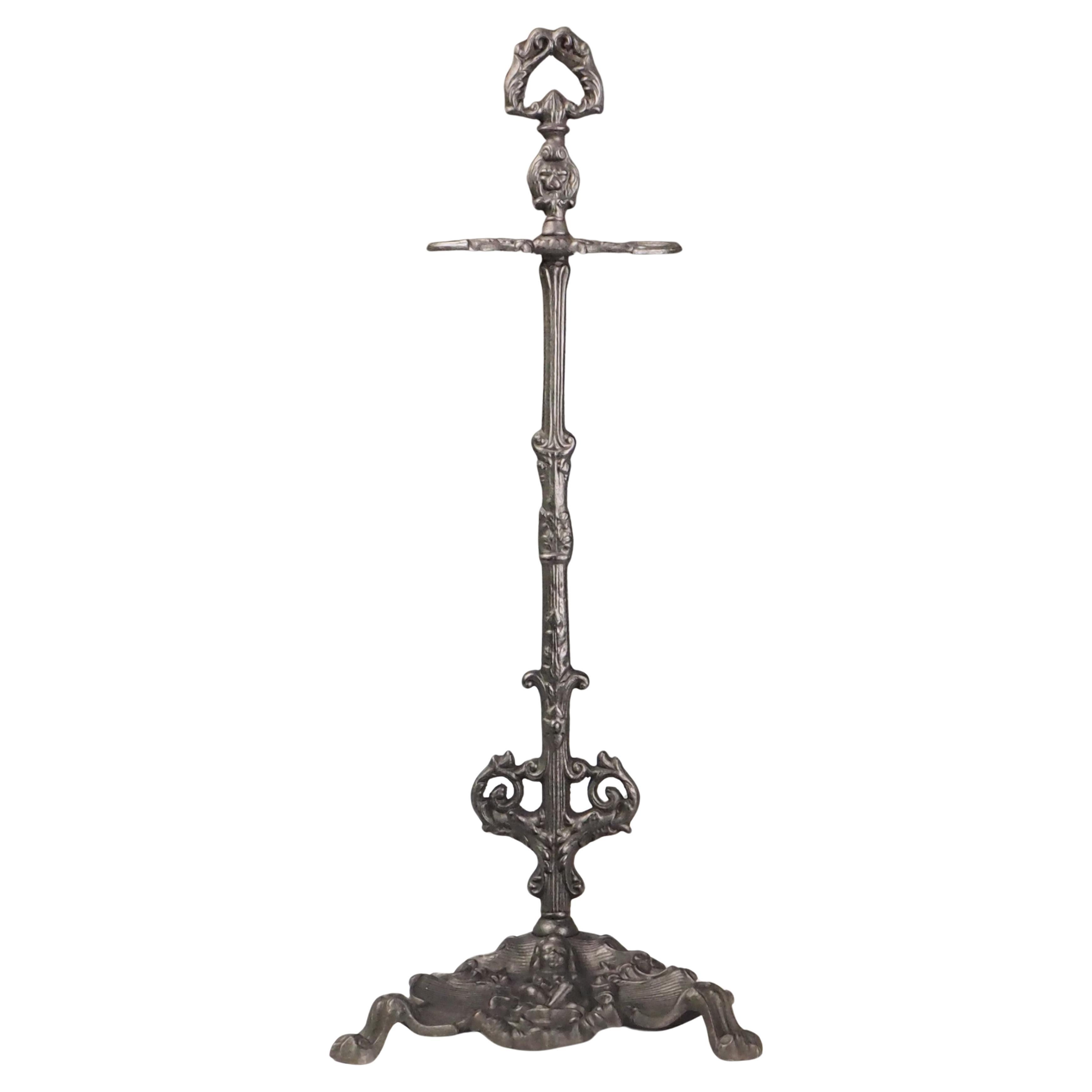 Antique Cast Iron Fireside Tool Stand  Cherub Design