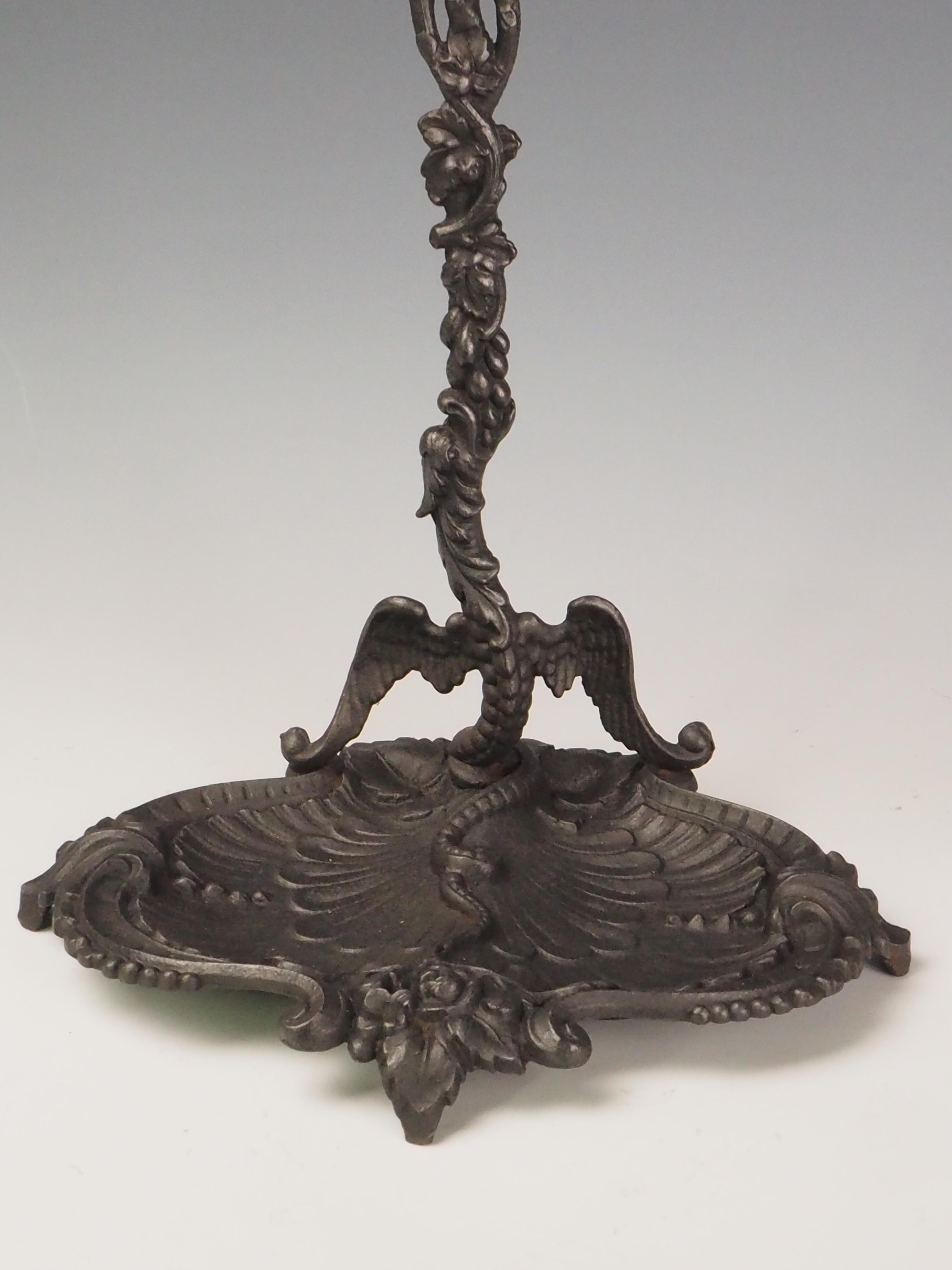 Antique Cast Iron Fireside Tool Stand  Winged Serpent Design For Sale 7