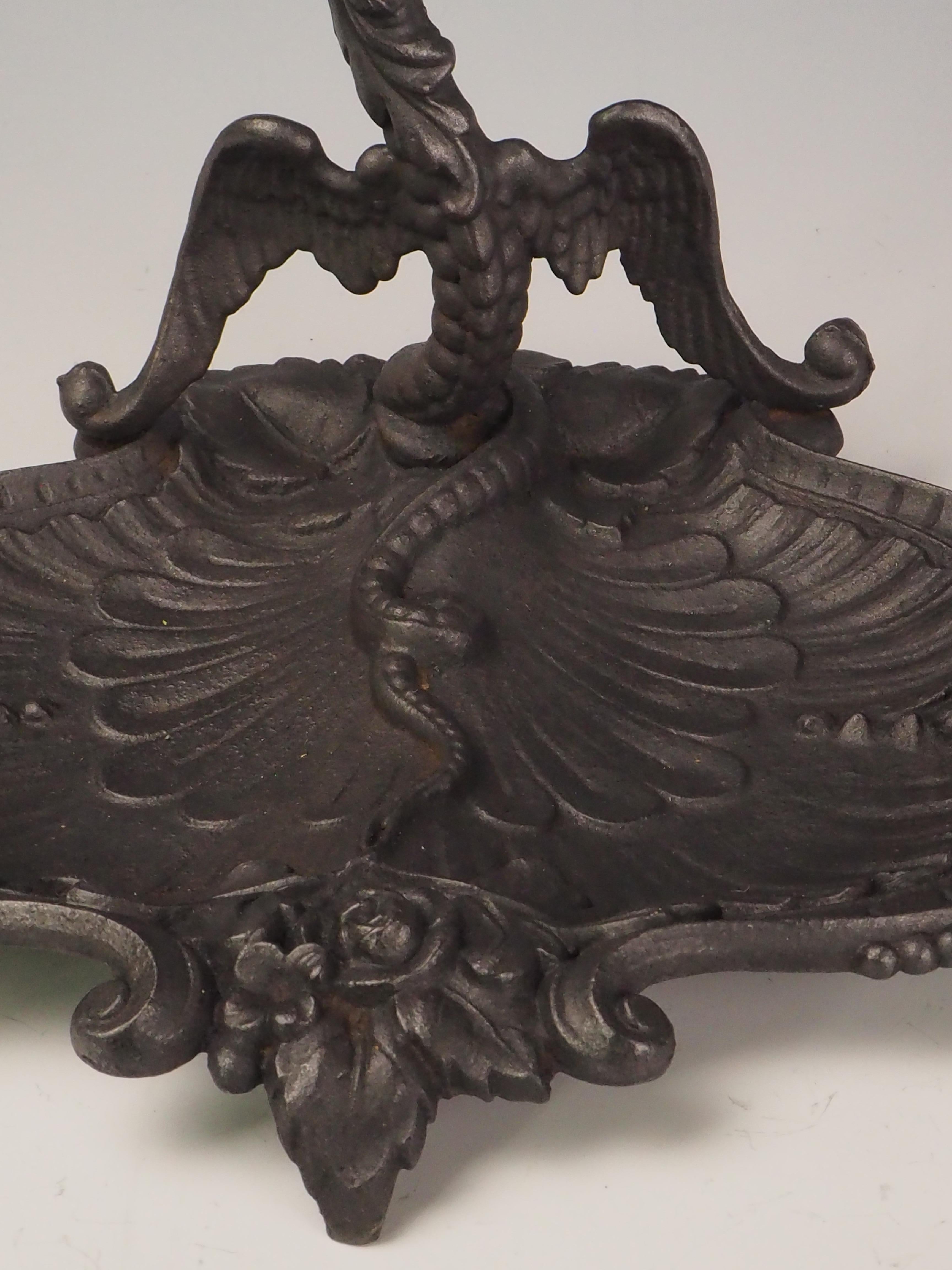 Antique Cast Iron Fireside Tool Stand  Winged Serpent Design For Sale 9