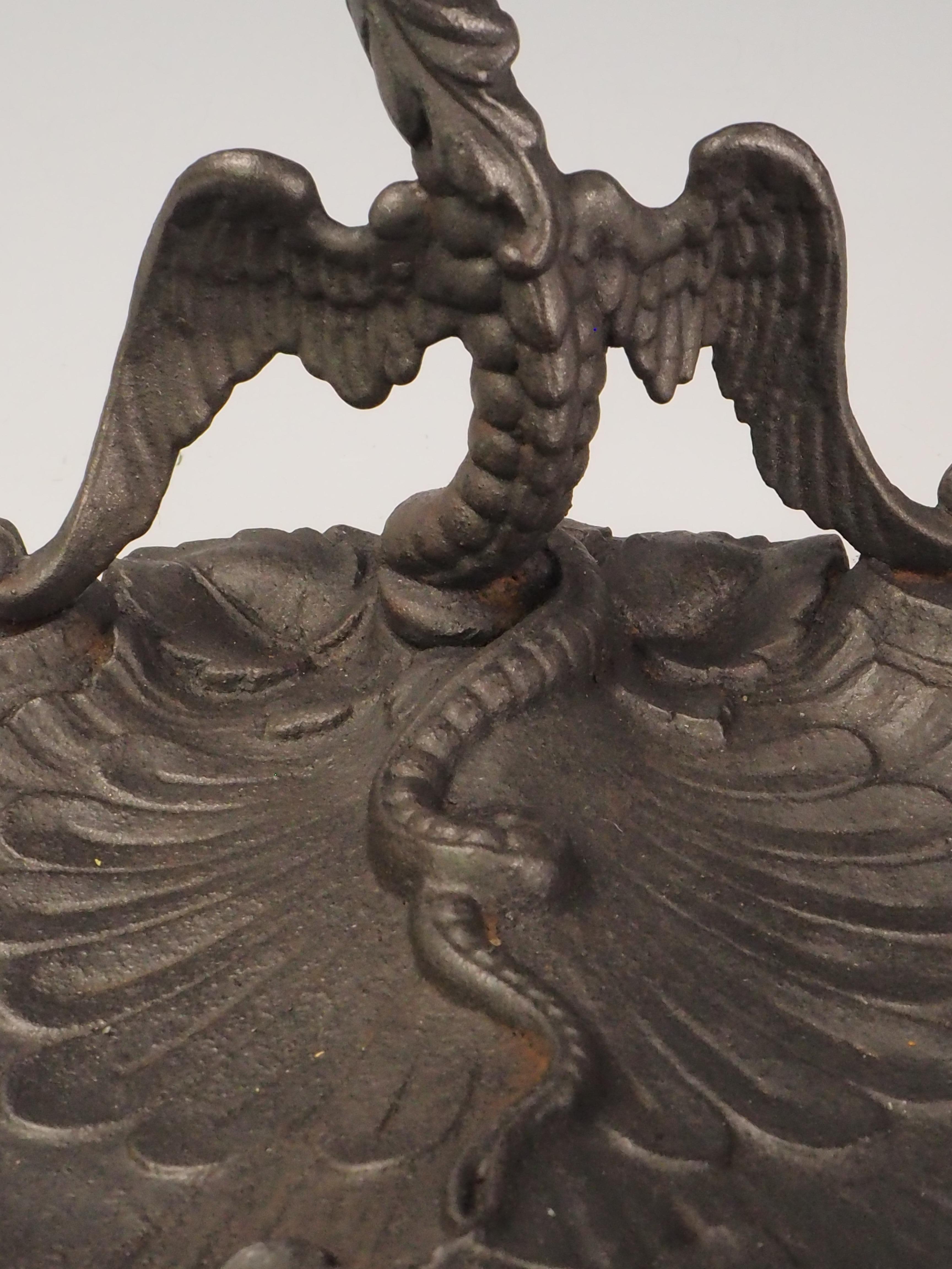 Antique Cast Iron Fireside Tool Stand  Winged Serpent Design For Sale 15