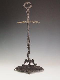 Antique Cast Iron Fireside Tool Stand  Winged Serpent Design