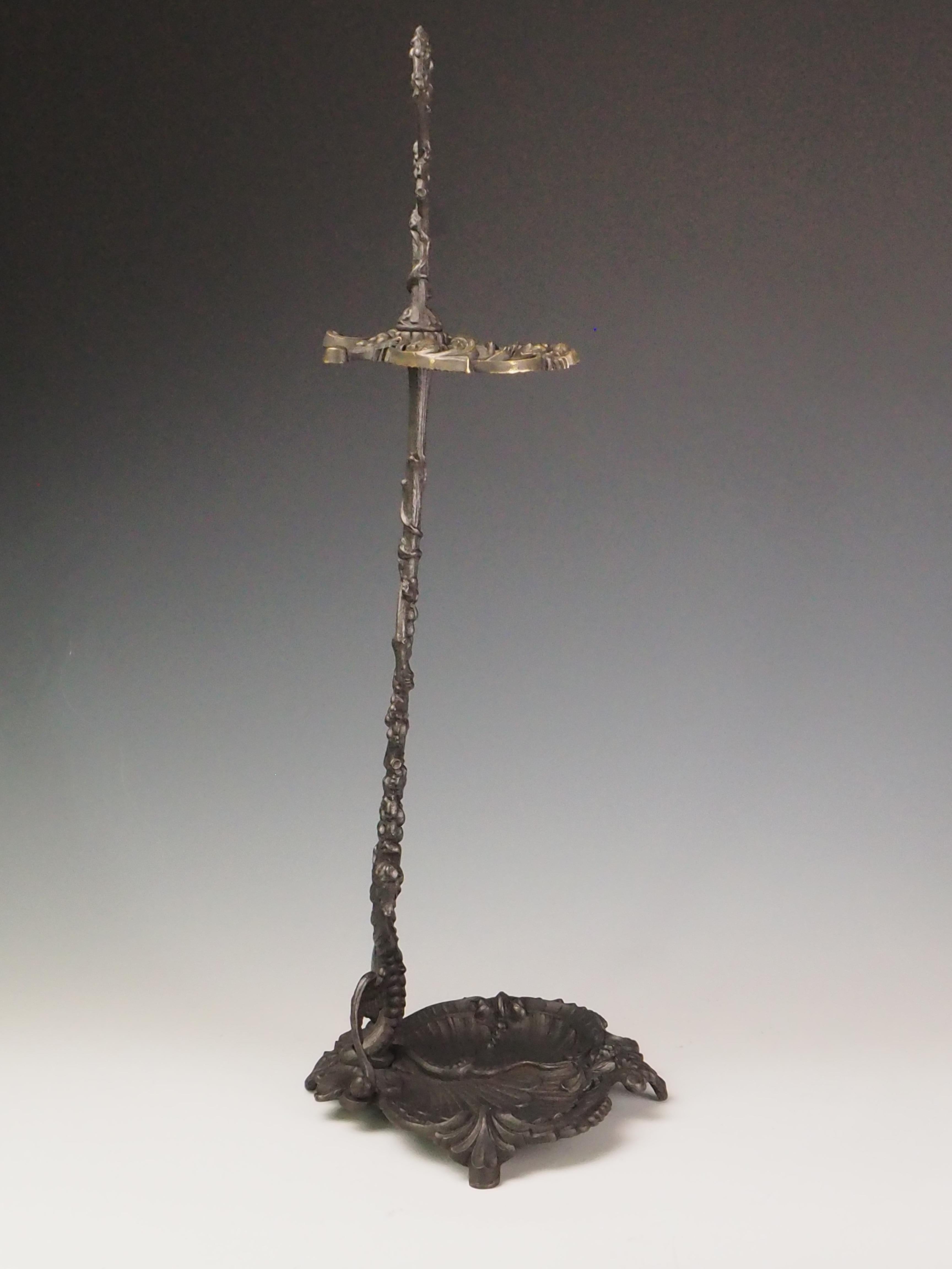 Antique Cast Iron Fireside Tool Stand  Winged Serpent Design For Sale 2