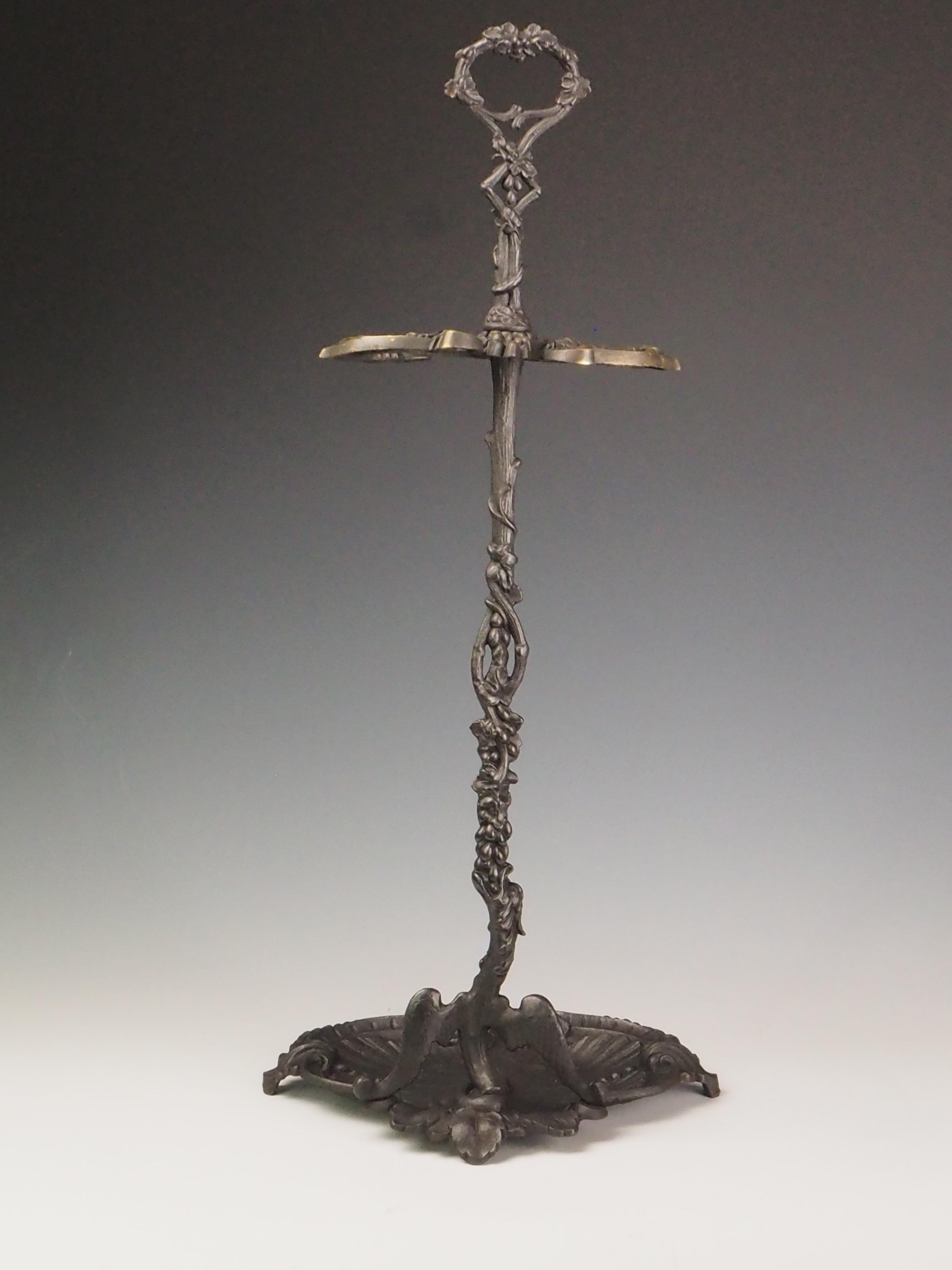 Antique Cast Iron Fireside Tool Stand  Winged Serpent Design For Sale 3