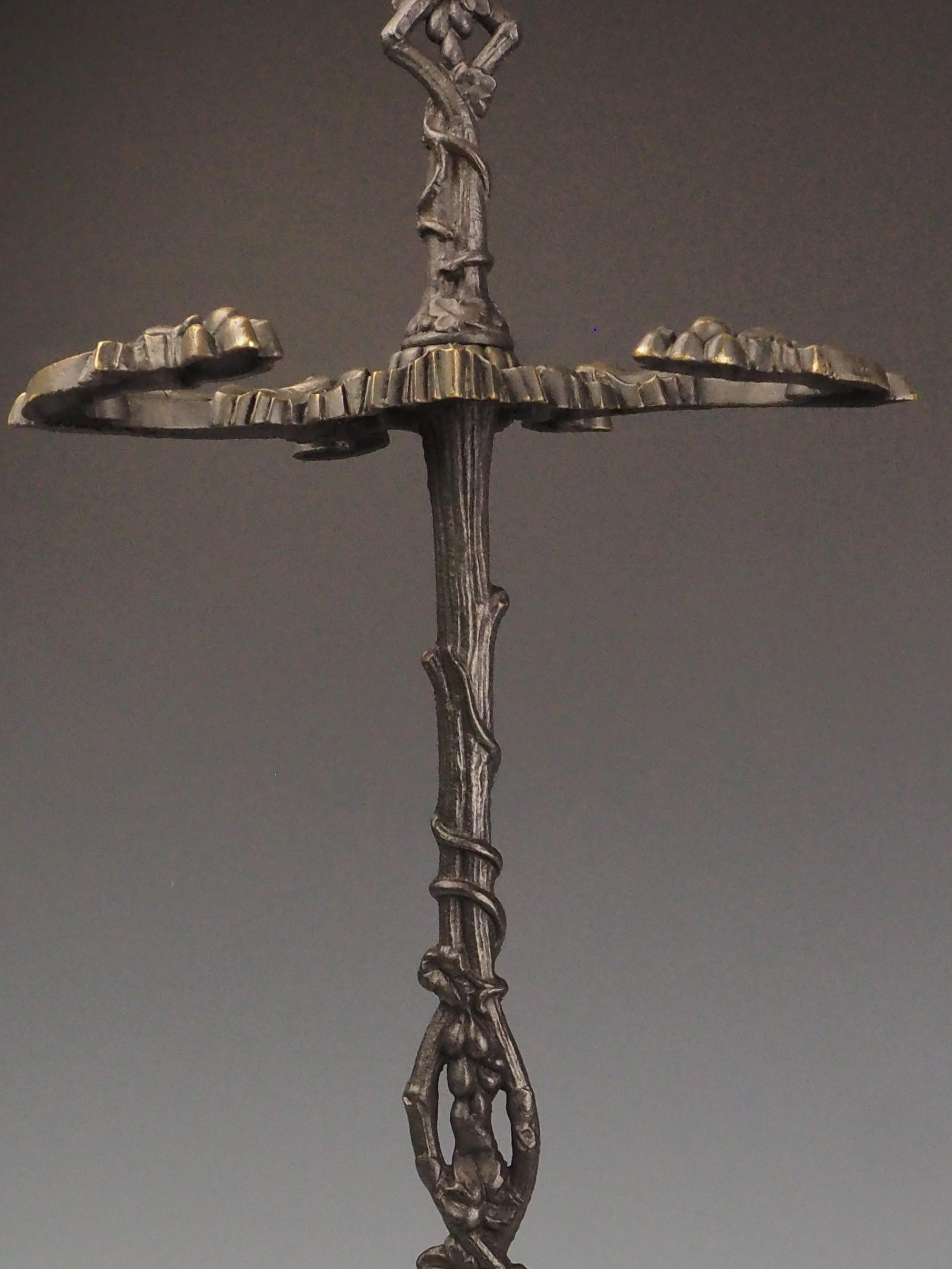 Antique Cast Iron Fireside Tool Stand  Winged Serpent Design For Sale 5
