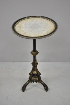 Antique Cast Iron French Victorian Pedestal Fern Stand Table with Lace Doily Top