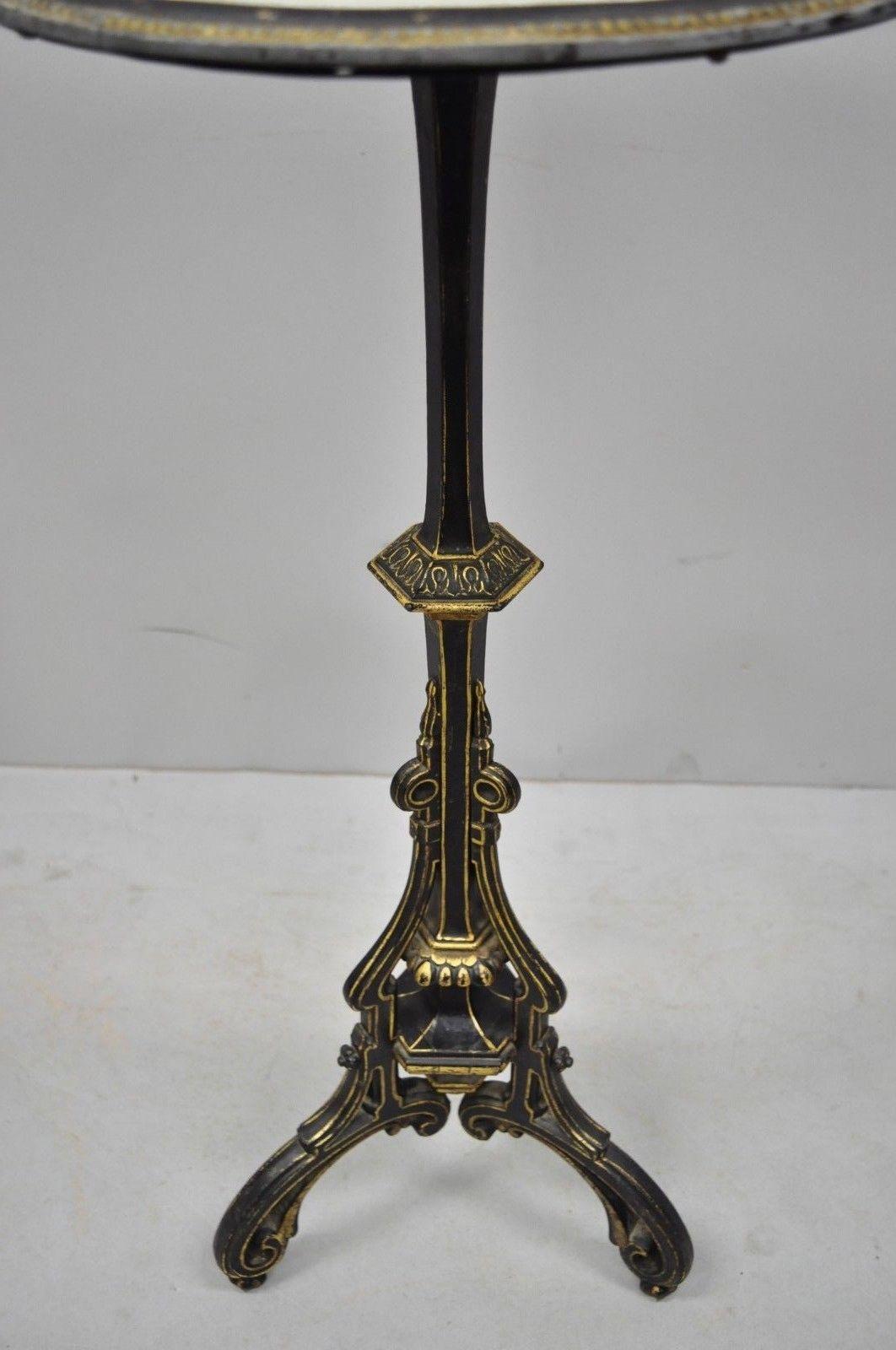Antique Cast Iron French Victorian Pedestal Fern Stand Table with Lace Doily Top 1