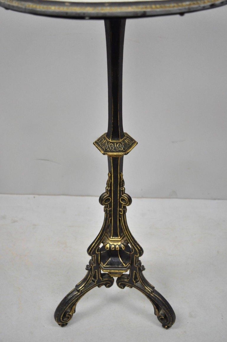 Antique Cast Iron French Victorian Pedestal Fern Stand Table with Lace