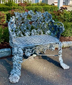 Antique Cast Iron Garden Settee Bench by John McLean, 1875 Grapevine Pattern
