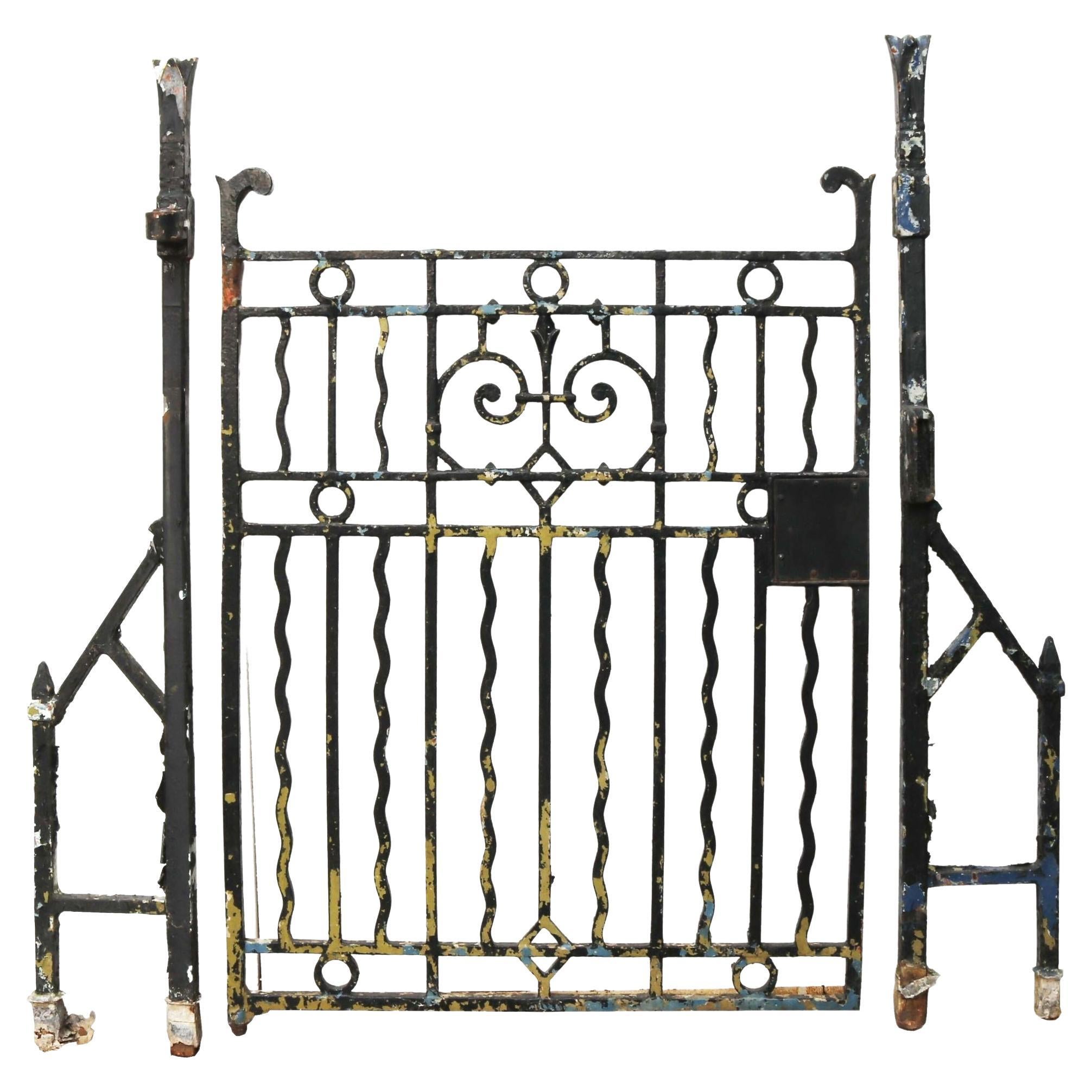 Antique Cast Iron Gate with Posts For Sale