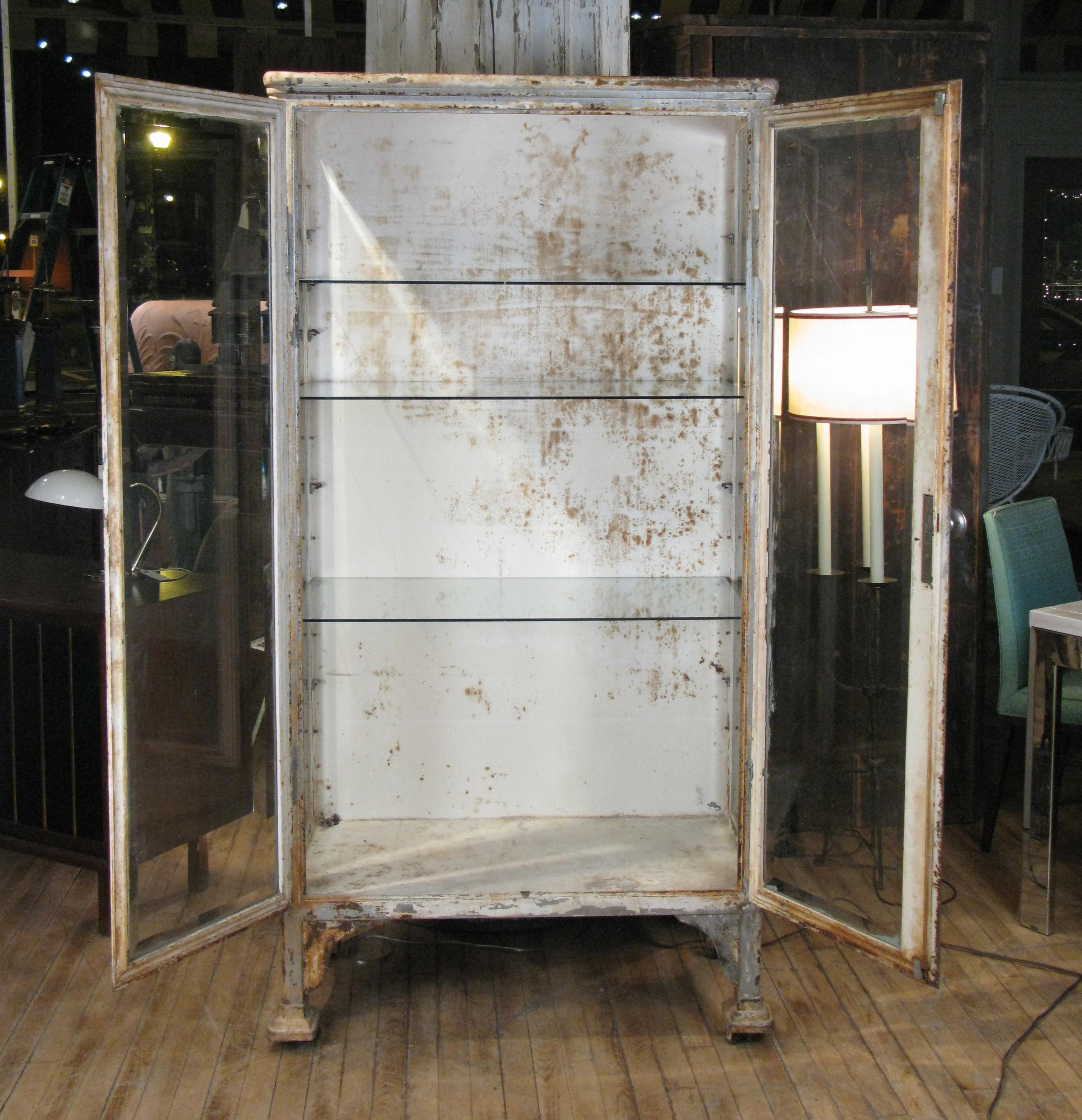 antique glass apothecary cabinet