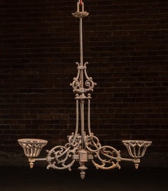Antique Cast Iron Gothic Revival Three-Light Chandelier