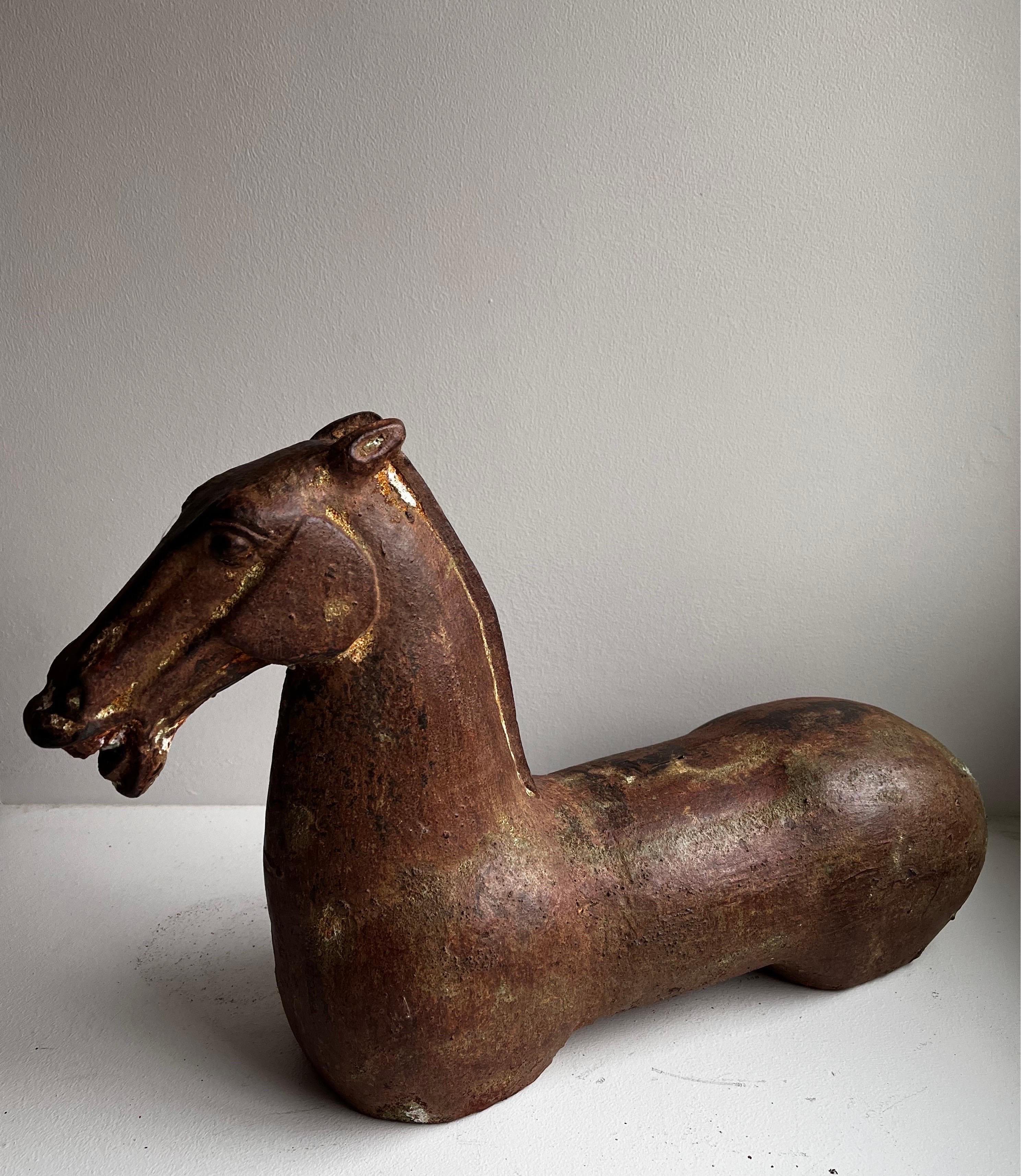 Tang Dynasty Stil Gusseisen Pferd im Angebot 1
