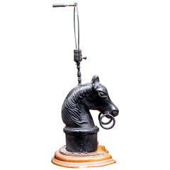 Antique Cast Iron Horse Head Finial Lamp