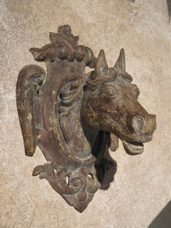 Antique Cast Iron Horse Head from a French Stable, Circa 1880
