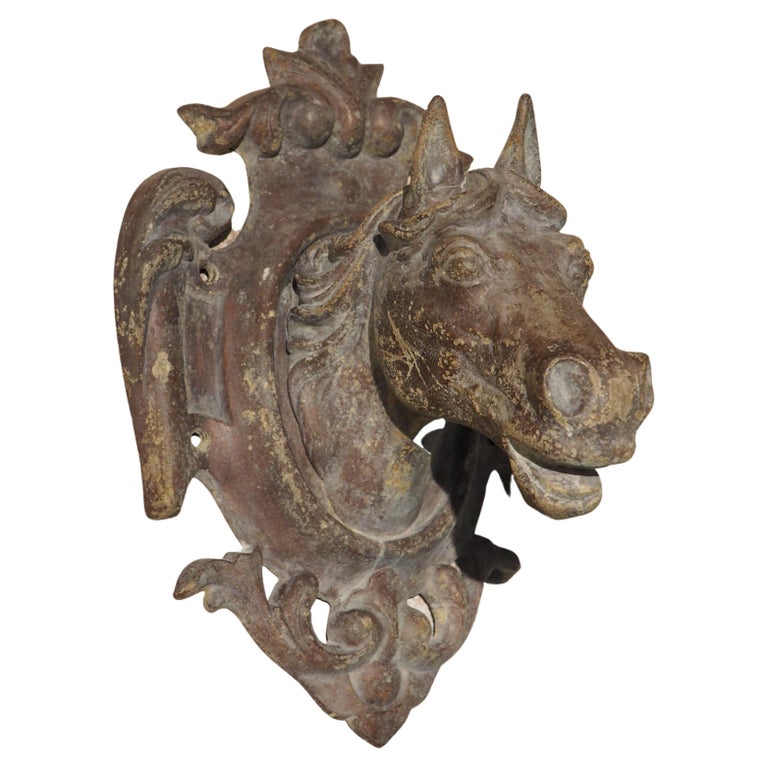 Antique Cast Iron Horse Head from a French Stable, Circa 1880 at 1stDibs