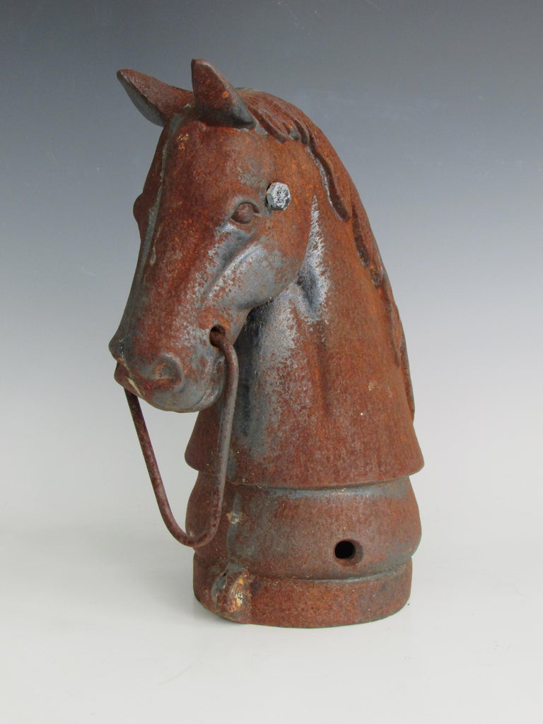 Antique Cast Iron Horse Head Hitching Post at 1stDibs