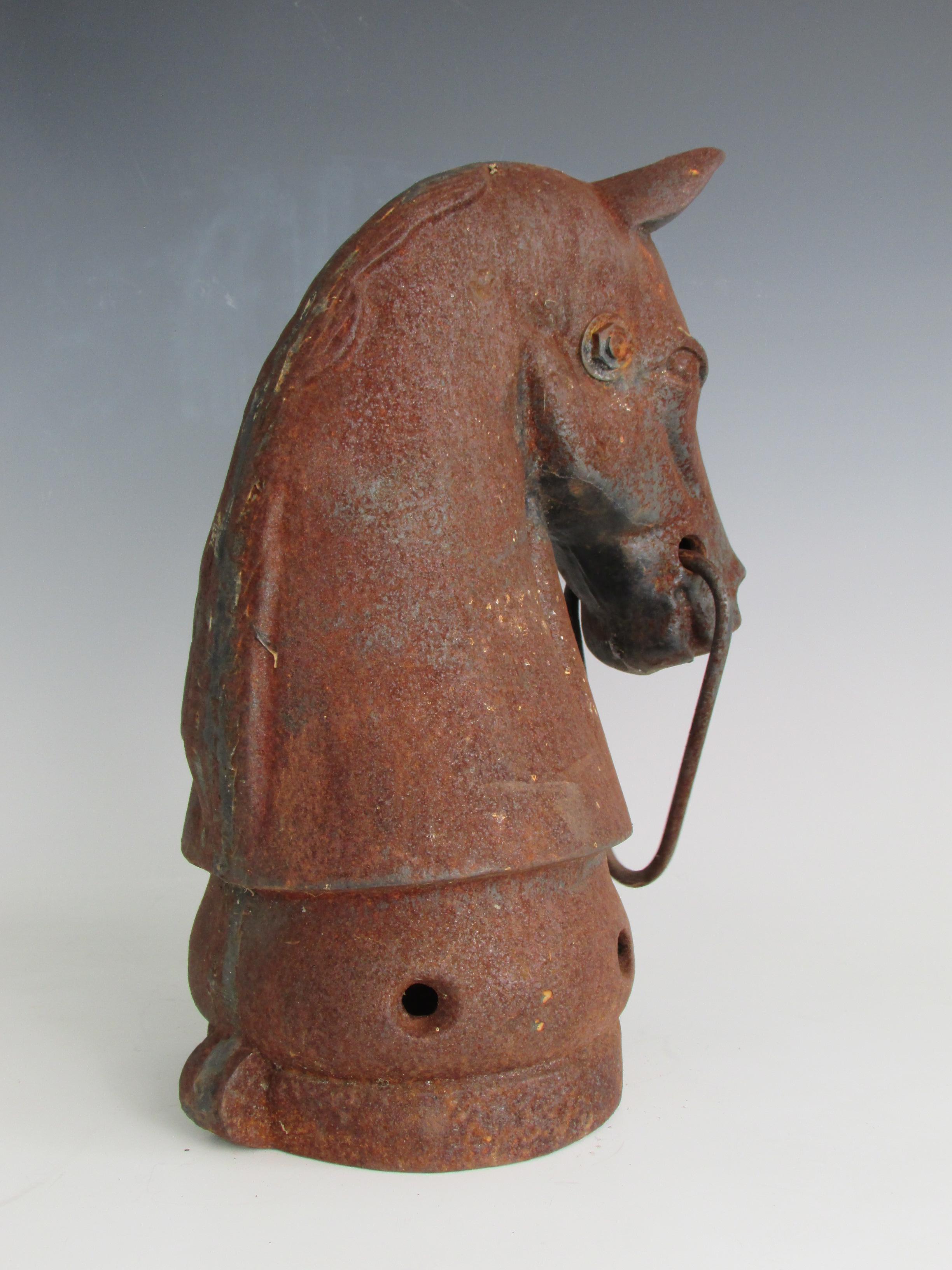 American Antique Cast Iron Horse Head Hitching Post