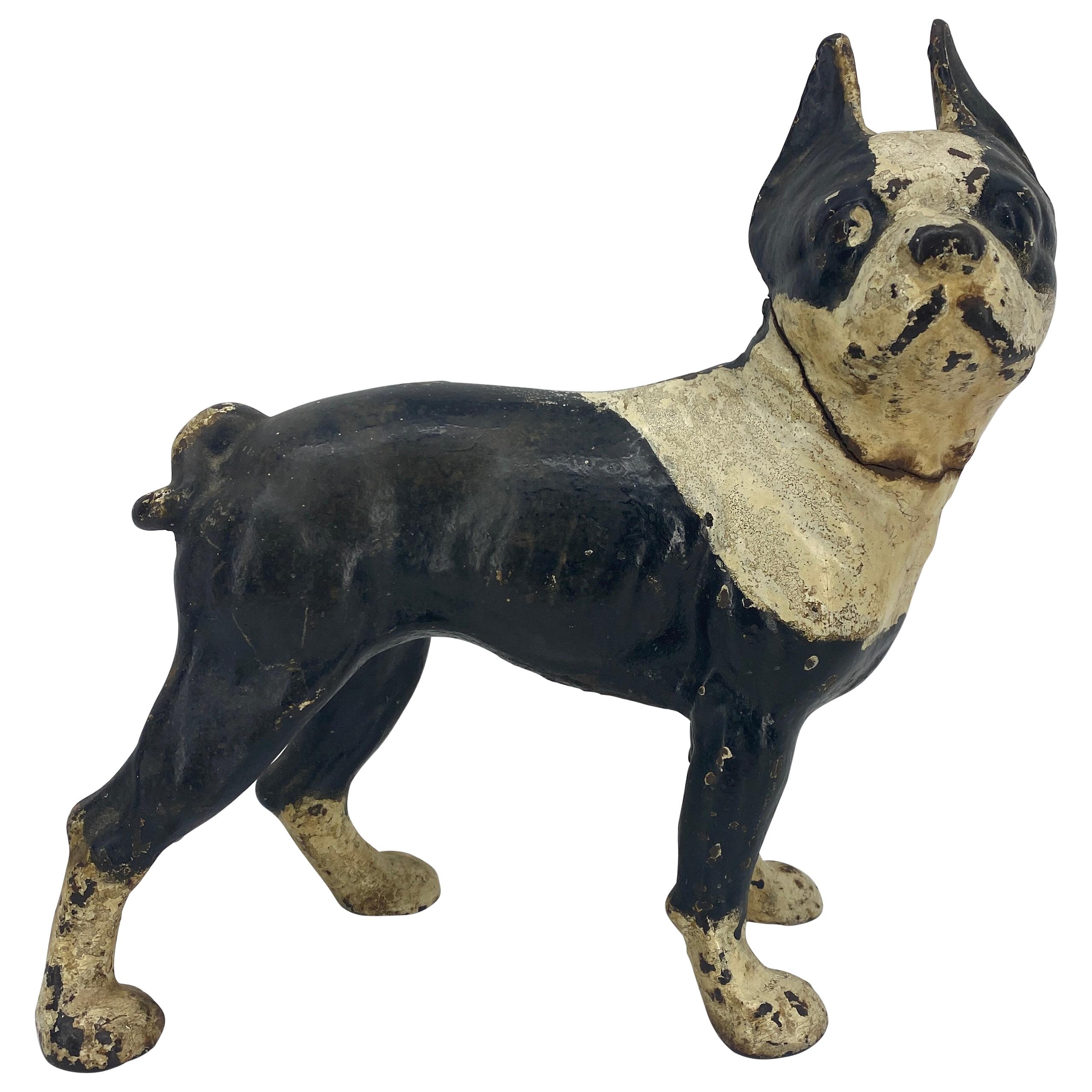 Antique Cast Iron Hubley Boston Terrier Doorstop
