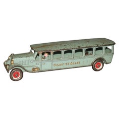 Vintage Cast Iron Hubley Coast-to-Coast Toy Passenger Bus, circa 1930