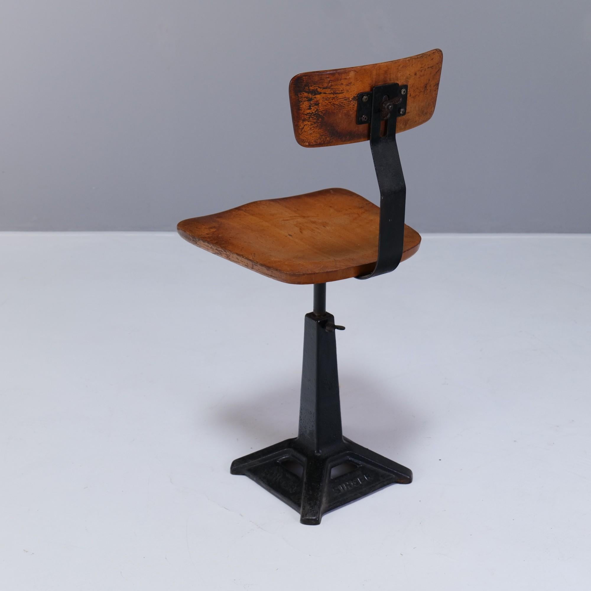 Antique Cast Iron Industrial Factory Chair by Singer, 1930's Machine ...