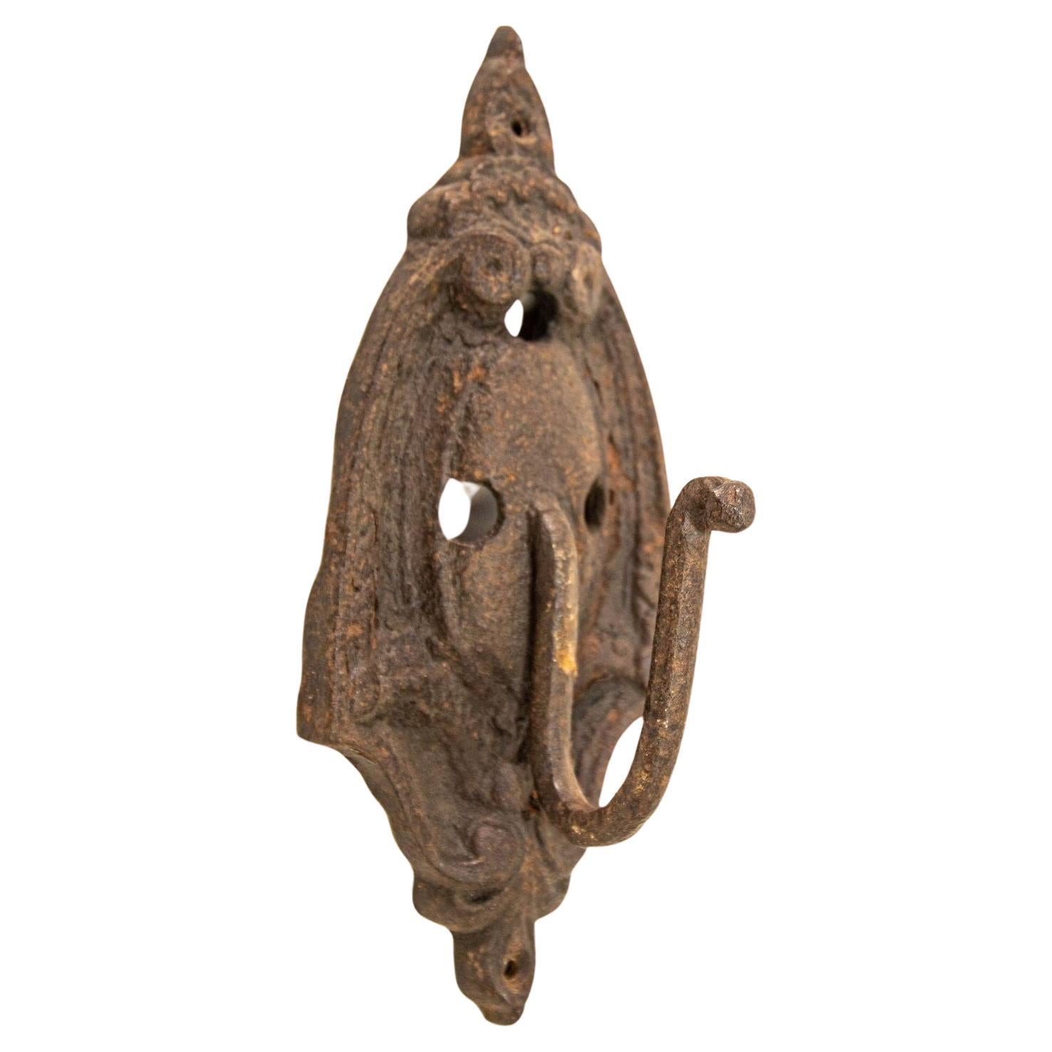 Antique Cast Iron Metal Wall Coat Hook For Sale