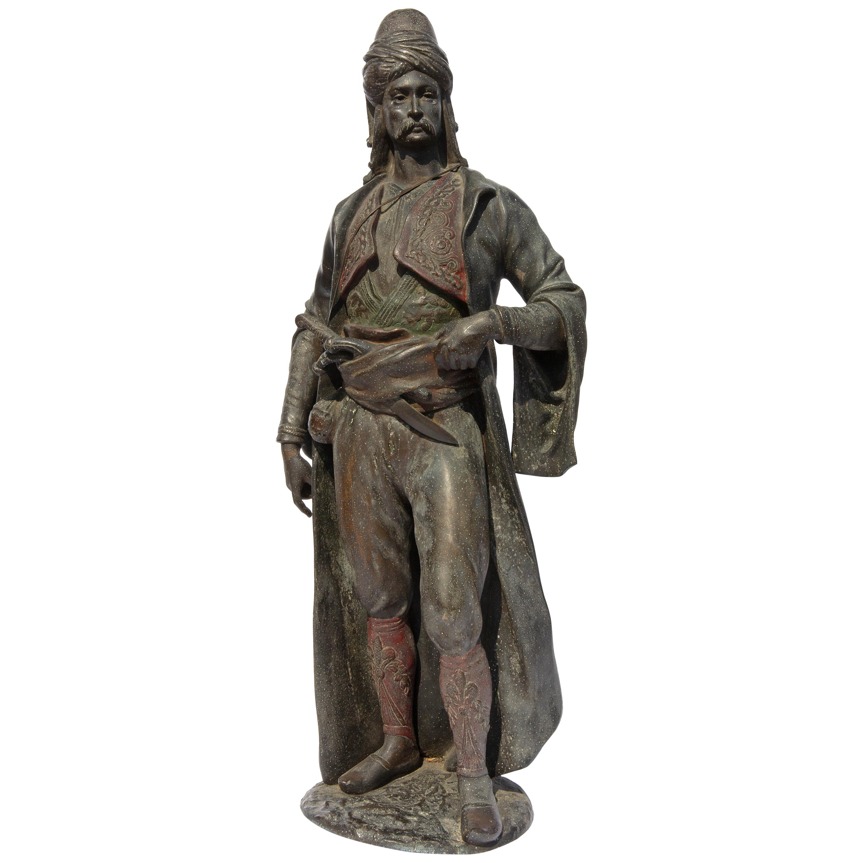 Art Nouveau Cast Iron Garden Sculpture of a Woman For Sale at 1stDibs