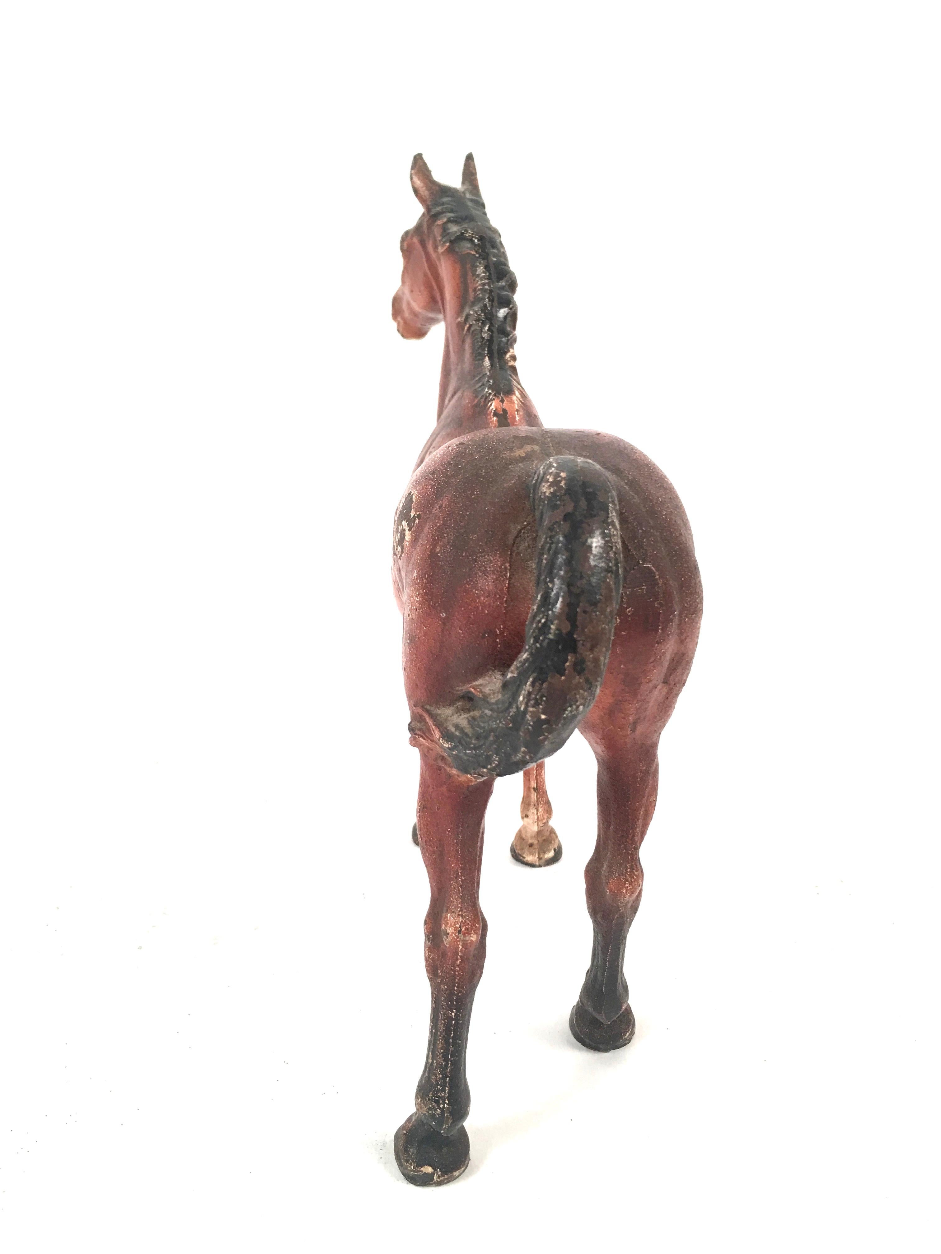 American Antique Cast Iron Painted Horse Door Stop by Hubley