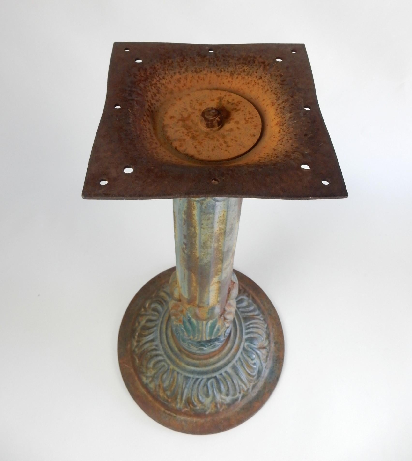 Victorian Antique Cast Iron Pedestal Bistro Table Base by Haasbrock-Sonderguard Mfg. For Sale