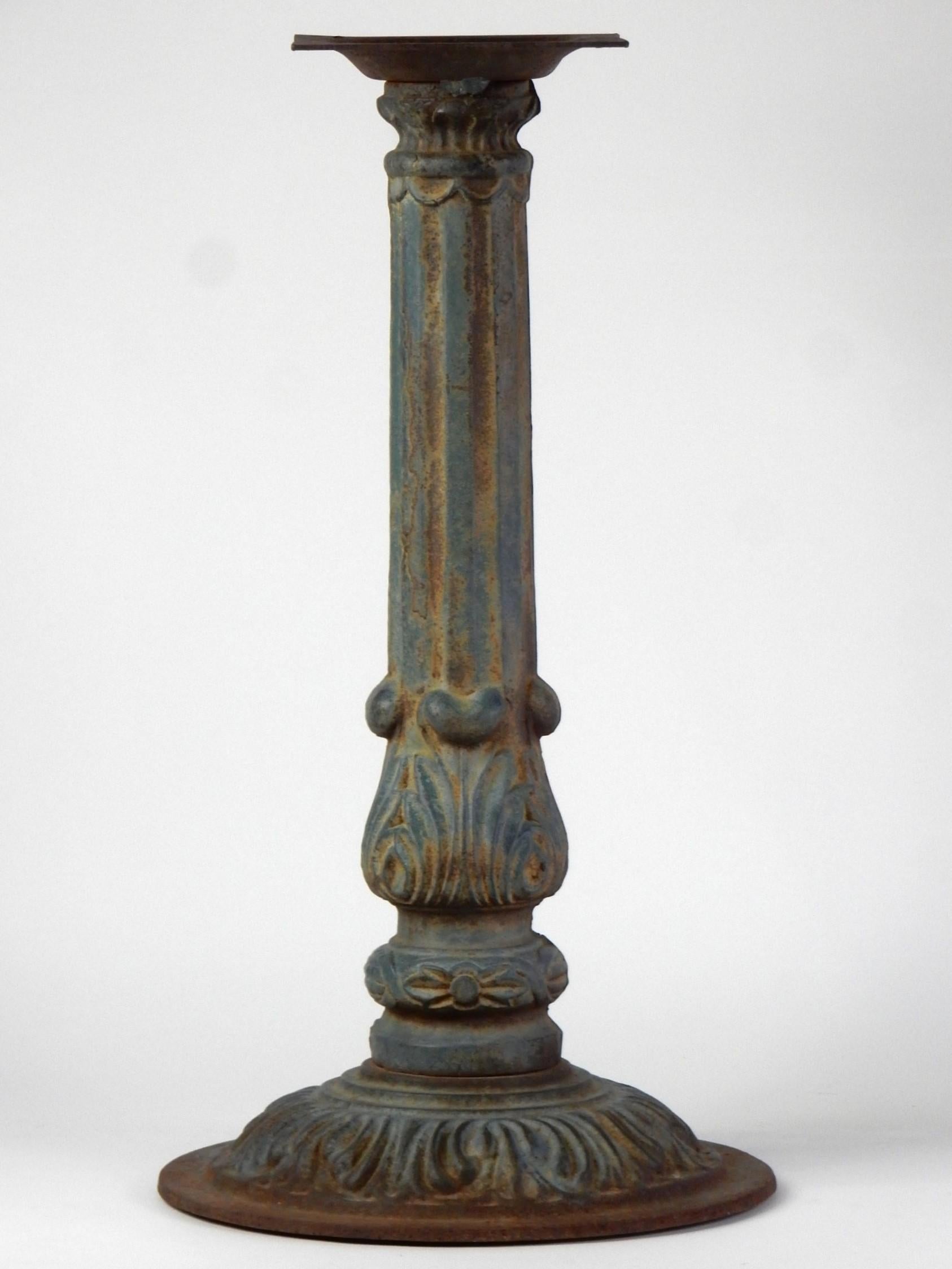 Antique Cast Iron Pedestal Bistro Table Base by Haasbrock-Sonderguard Mfg. In Fair Condition For Sale In Las Vegas, NV