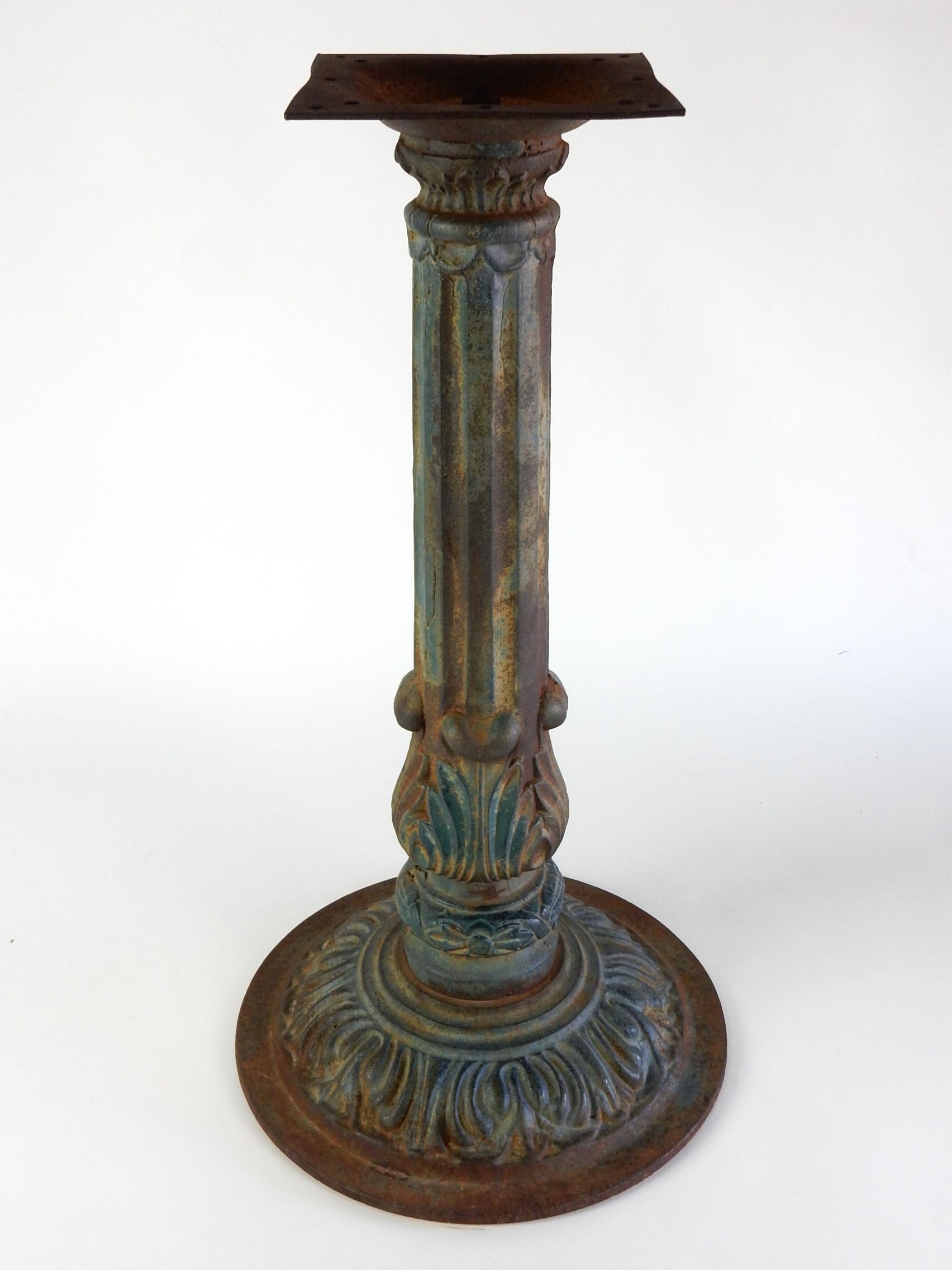 20th Century Antique Cast Iron Pedestal Bistro Table Base by Haasbrock-Sonderguard Mfg. For Sale