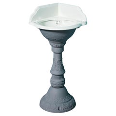 Antique Cast Iron Pedestal Corner Basin