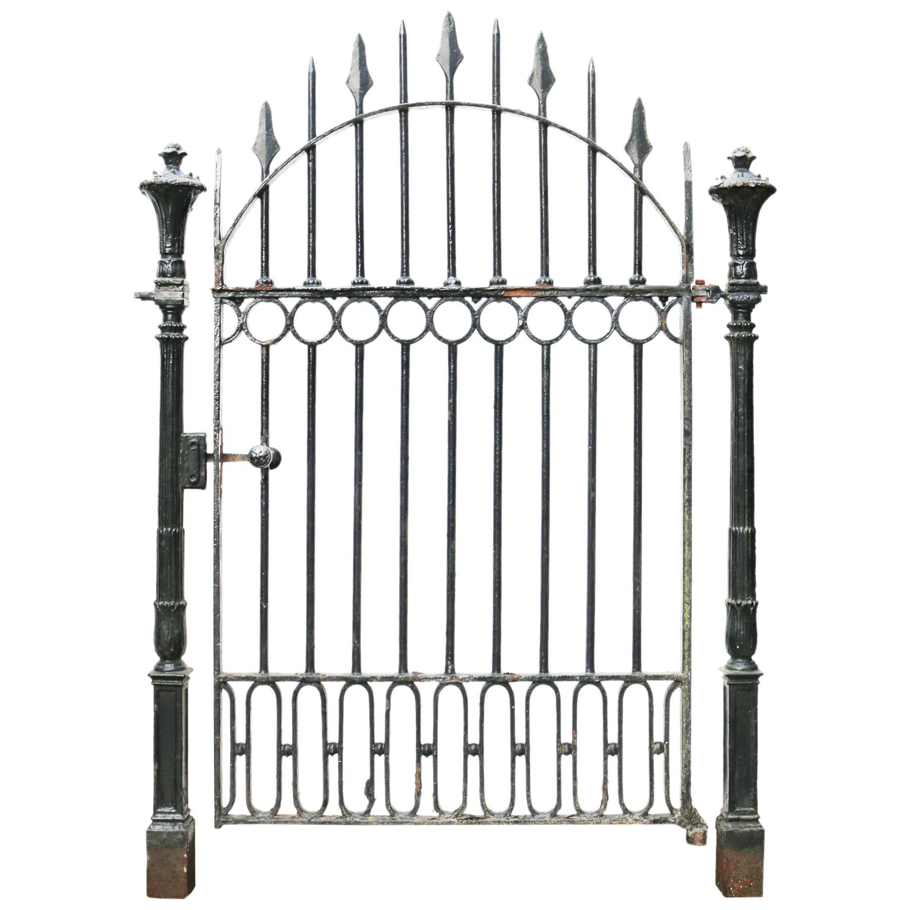 Antique Cast Iron Pedestrian Gate with Posts