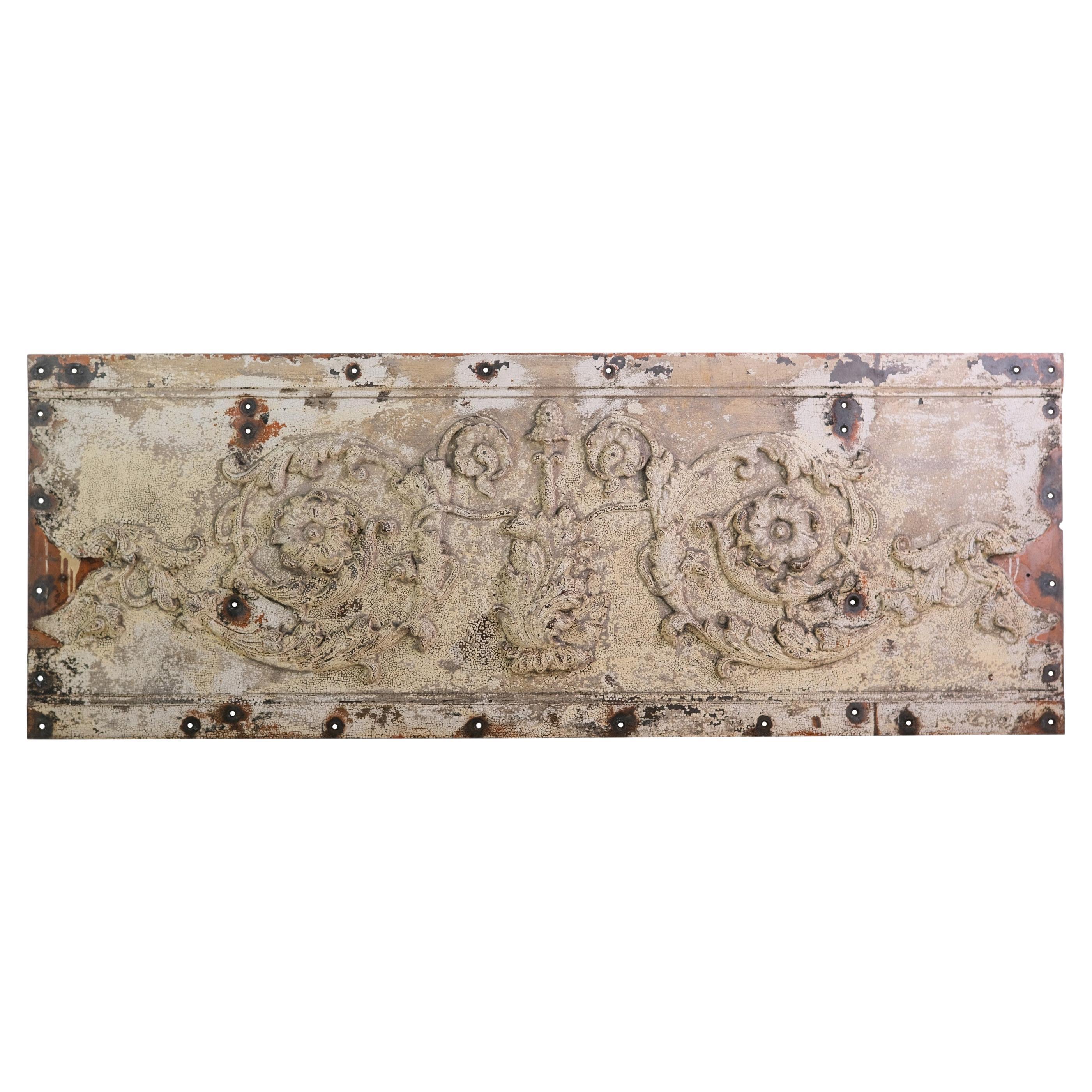 Antique Cast Iron Piece from NYC Building Cornice Floral Design