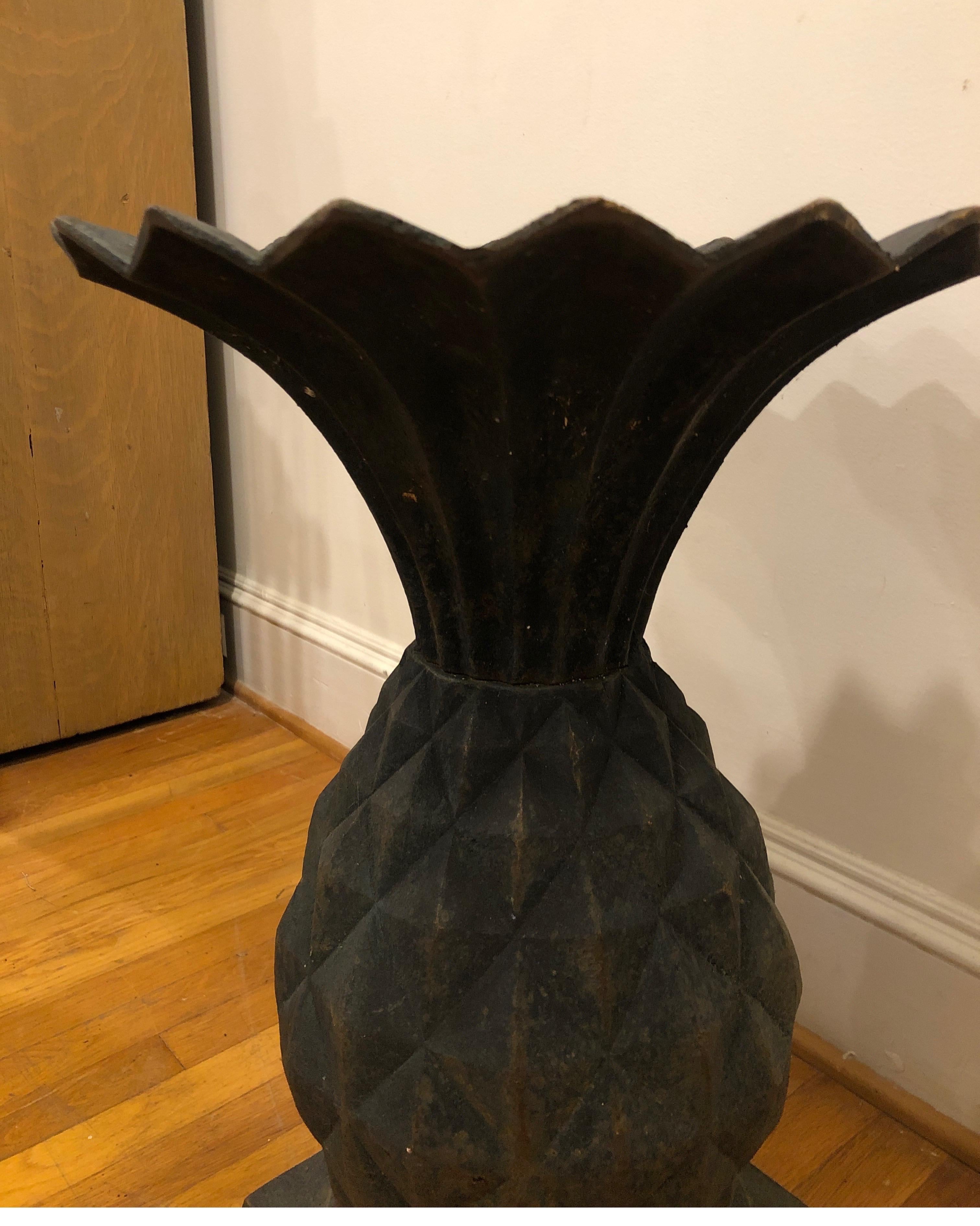 Antique Cast Iron Pineapple Planter Urn, Art Nouveau In Good Condition For Sale In Los Angeles, CA