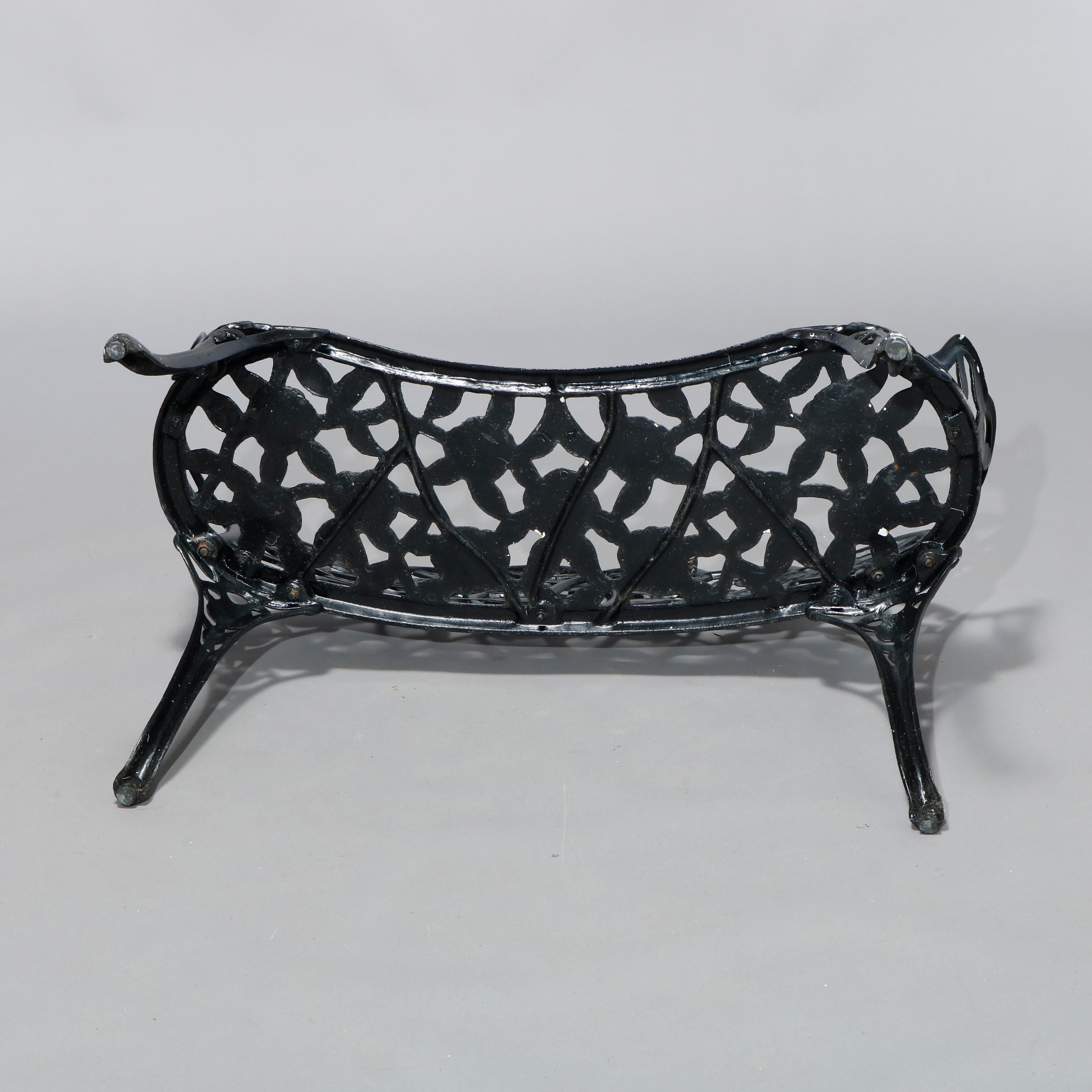 Antique Cast Iron Rose Floral Form Garden Bench, 20th Century 7