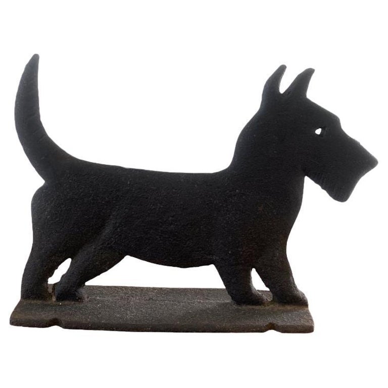 Antique Cast Iron Scottish Terrier Door Stop Boot Scrape, Circa 1920s