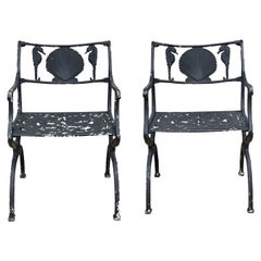 Antique Cast Iron Sea Horse Chairs by Molla, a Pair