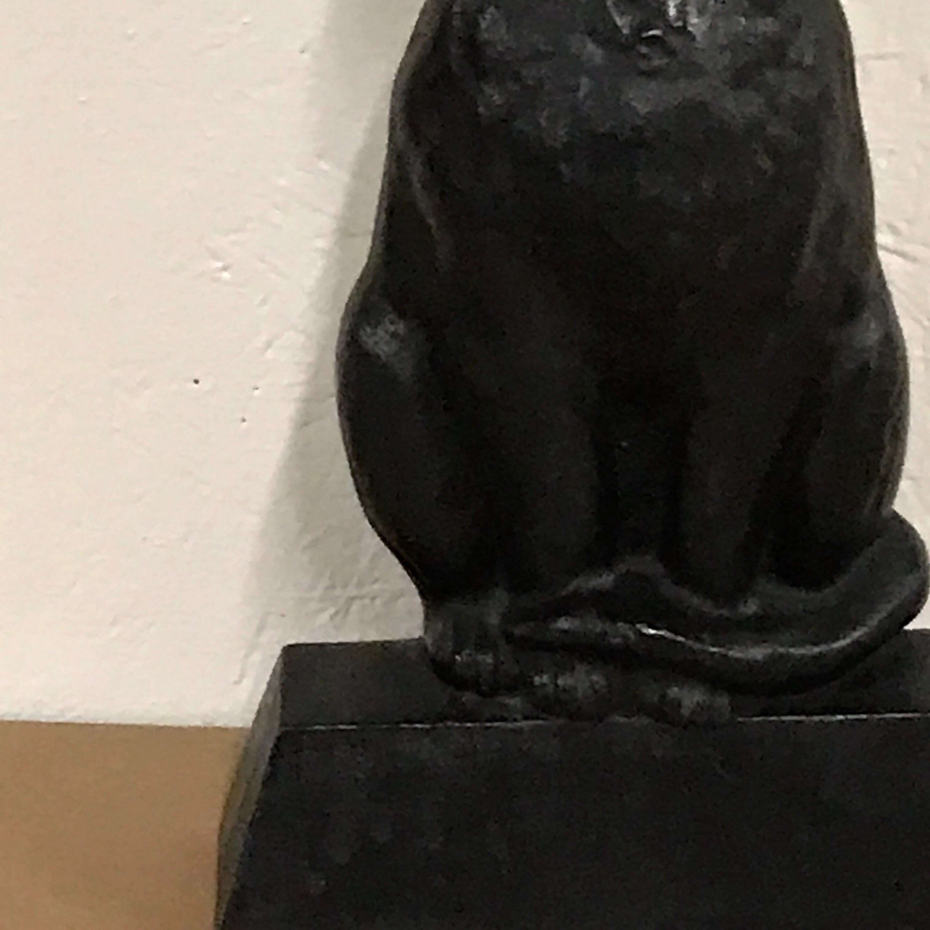 antique cast iron black cat doorstop