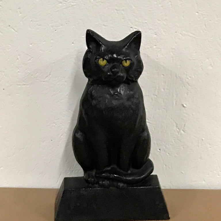 Antique Cast Iron Seated Cat Doorstop at 1stDibs