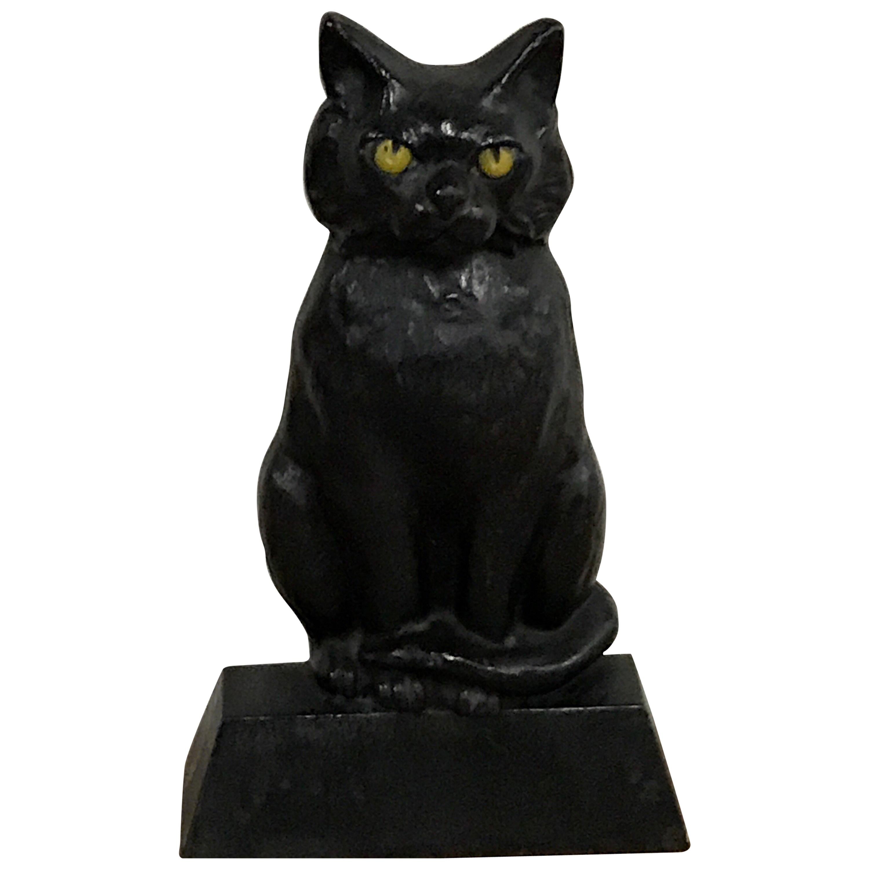 Antique Cast Iron Seated Cat Doorstop