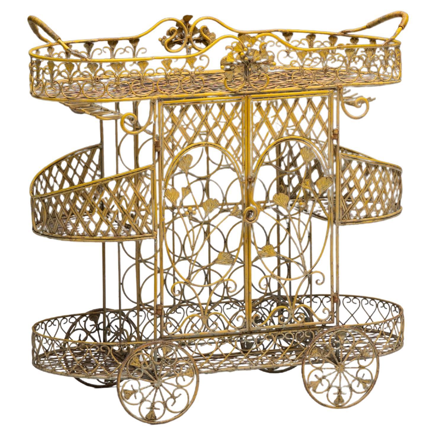 Antique Cast Iron Serving Trolley, France, Early 20th Century