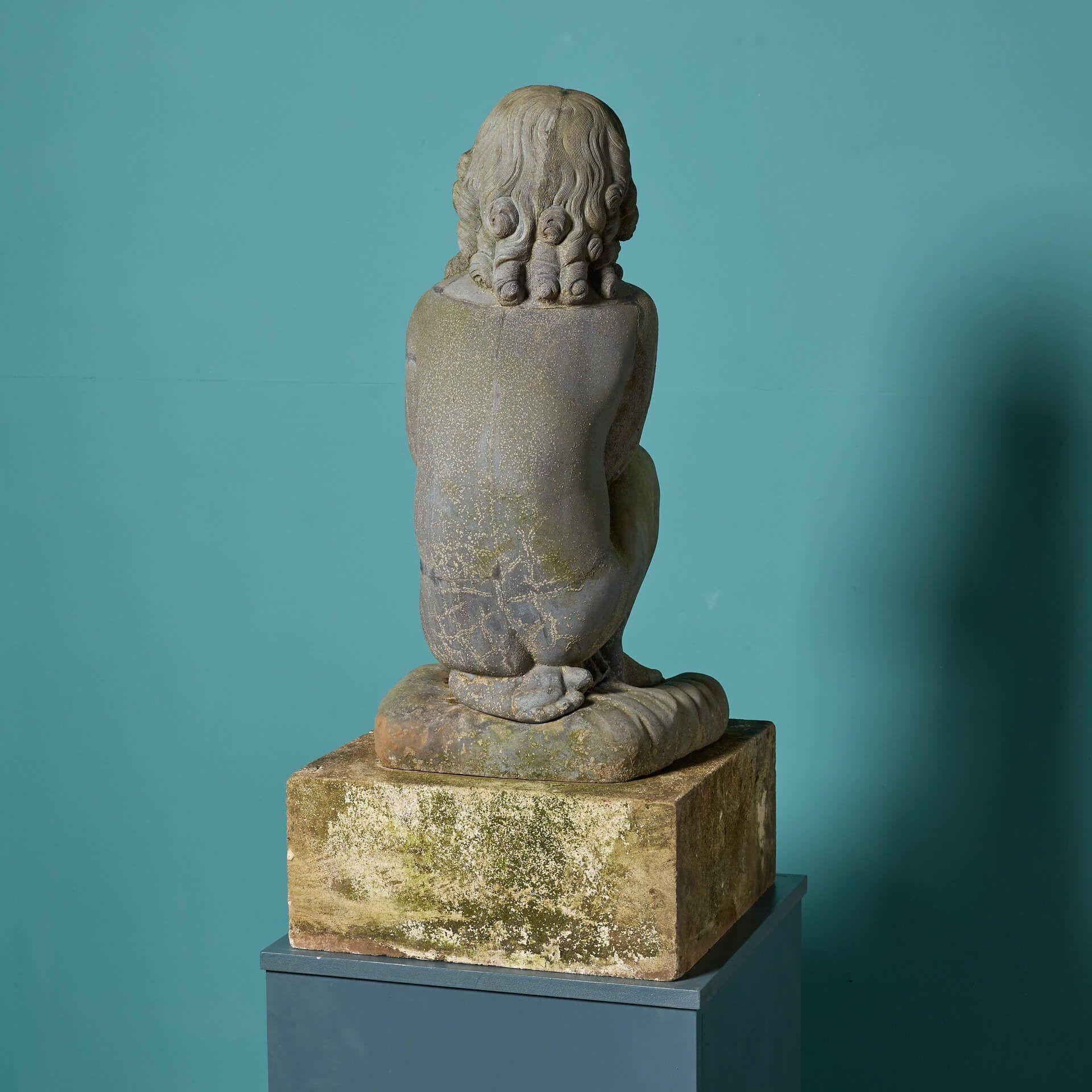 Antique Cast Iron Statue of a Praying Child For Sale 1
