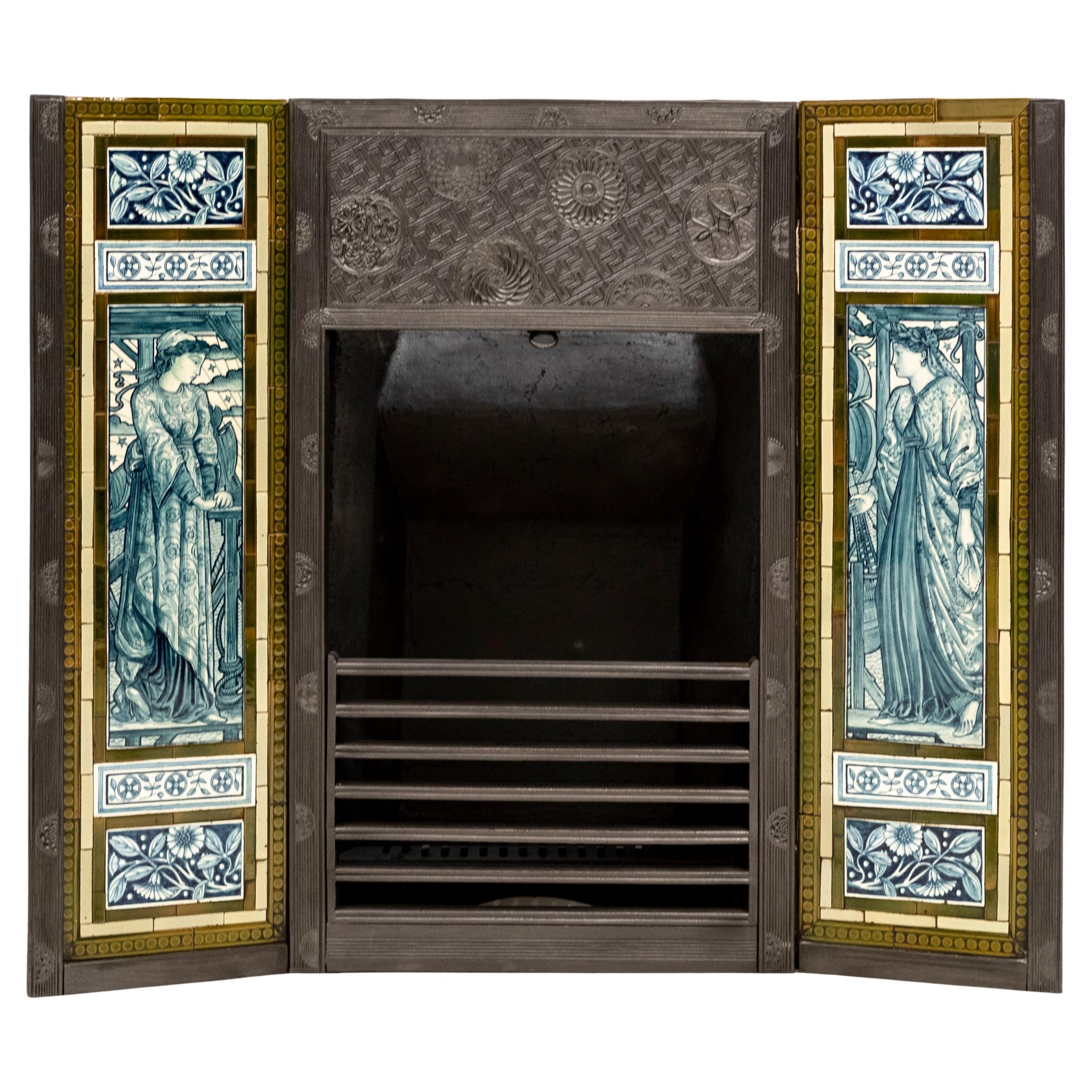 Antique Cast Iron Thomas Jeckyll Insert with William Morris Tiles