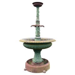 Antique Cast Iron Town Fountain with Oak Leaf Decoration