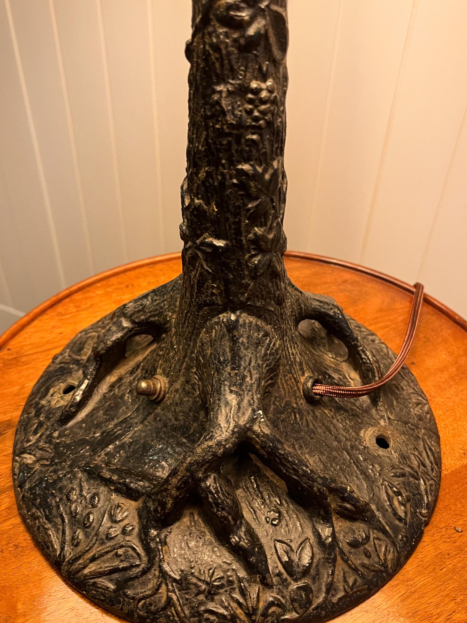 Antique Cast Iron Tree Form Table Lamp 7